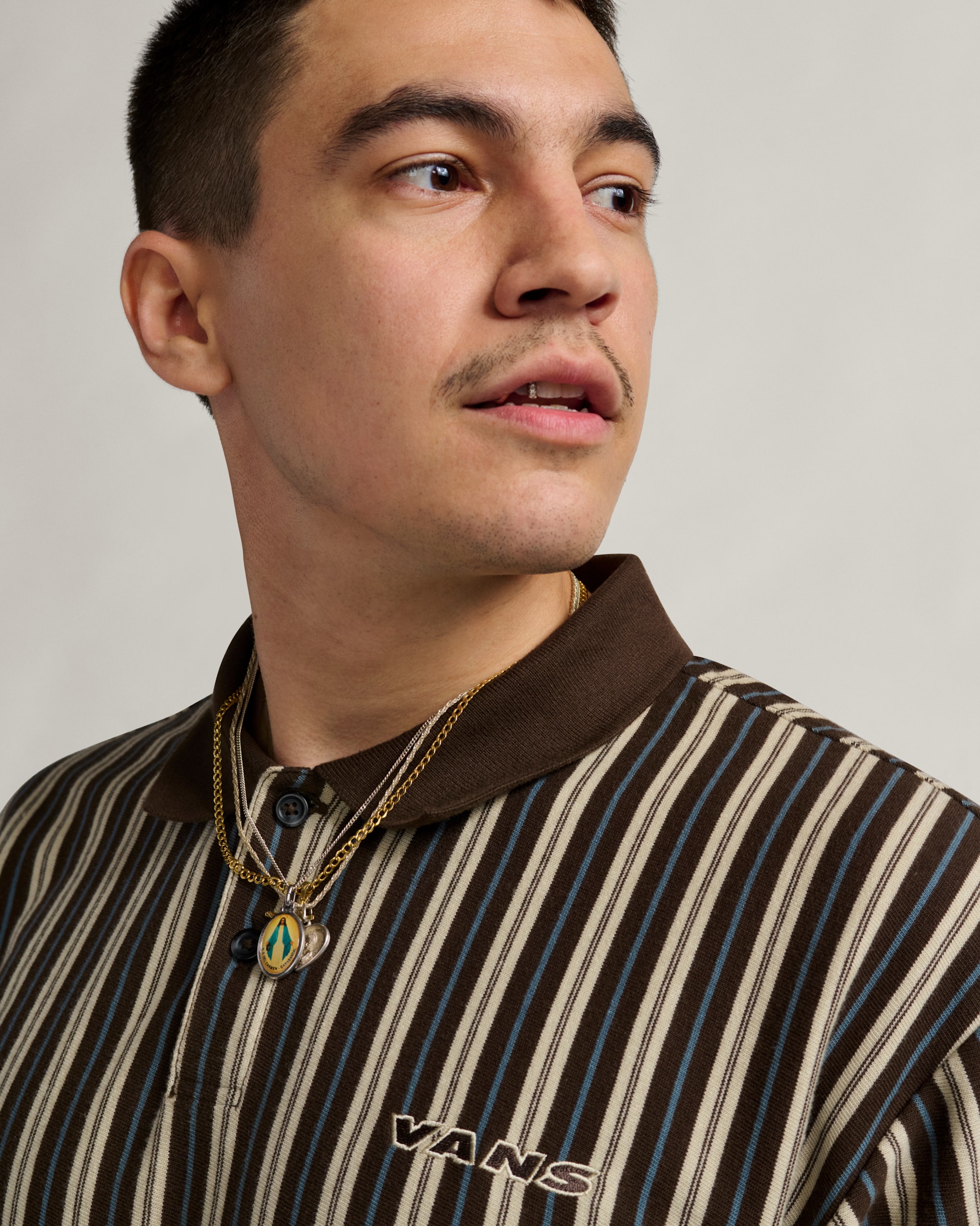 Layton Stripe Polo Shirt VANS Demitasse Brown ALT3