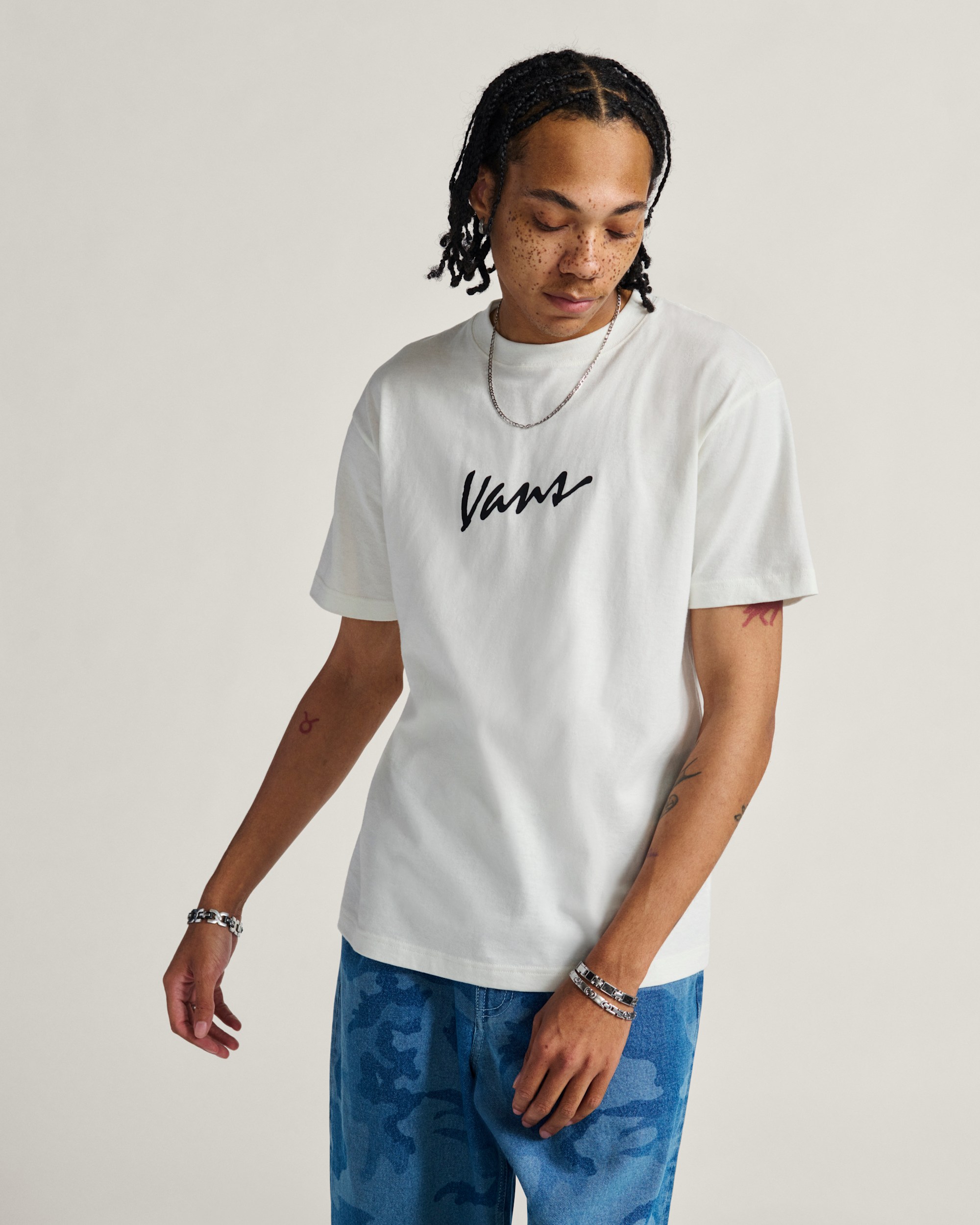 Classic Script TShirt VANS Marshmallow White  Black ALT1
