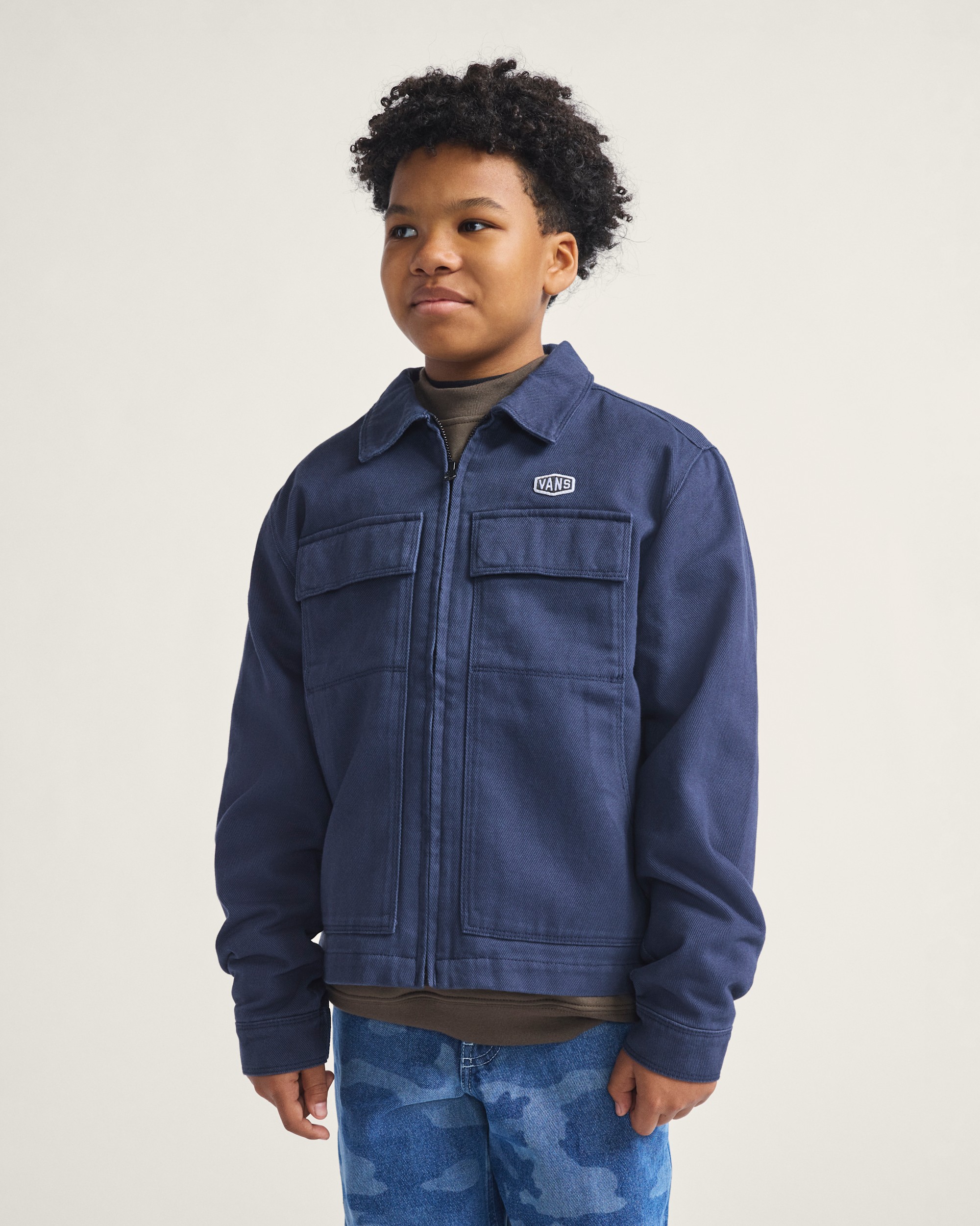 Kids Mcavoy Zip Station Jacket VANS Parisian Night Blue ALT1