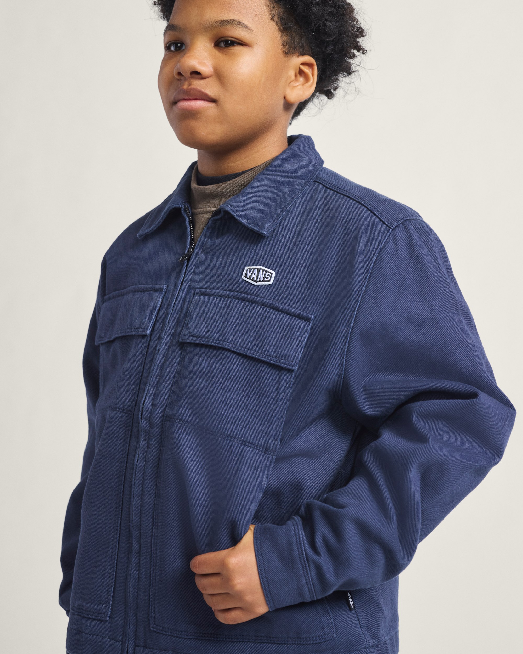 Kids Mcavoy Zip Station Jacket VANS Parisian Night Blue ALT4