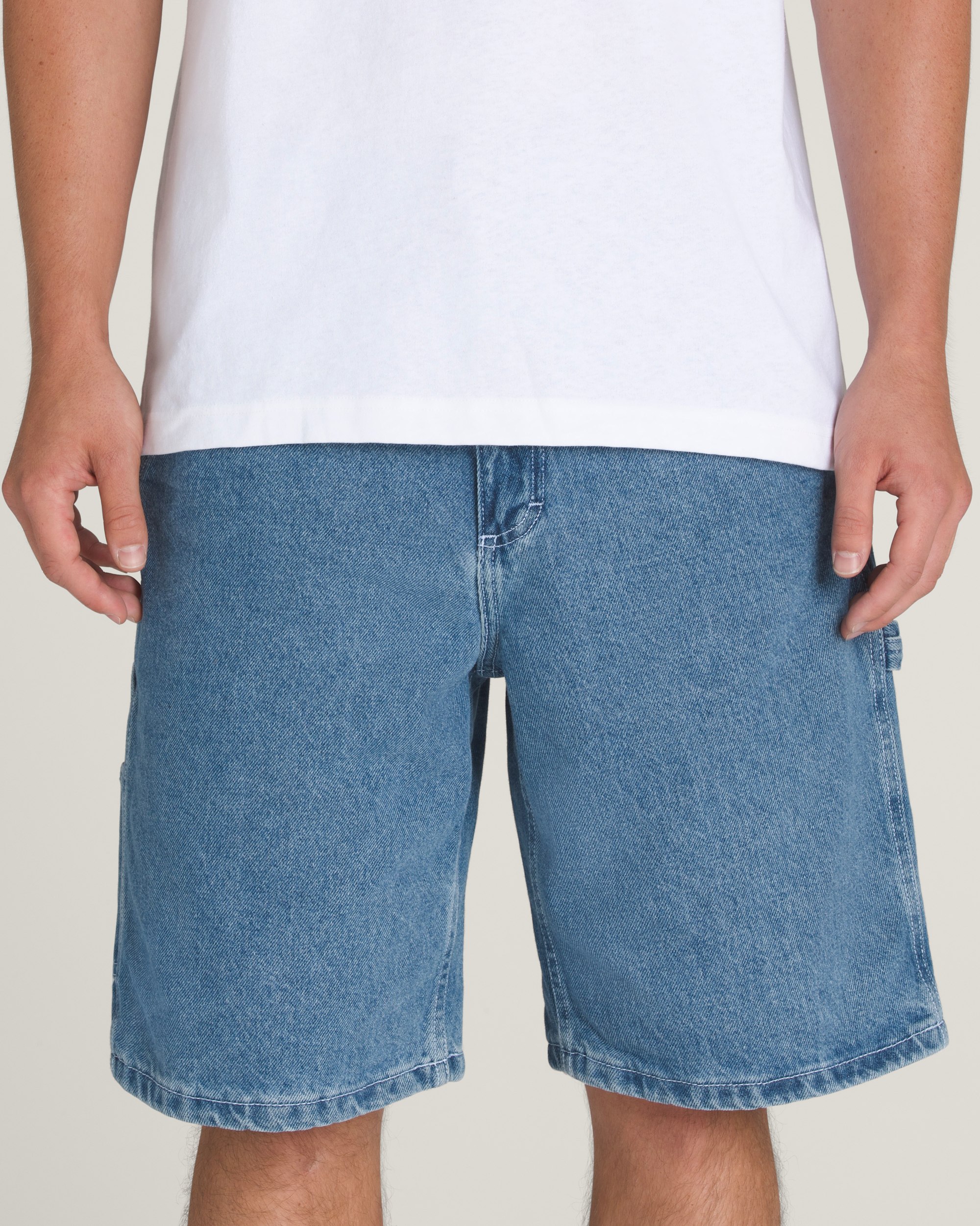 Drill Chore Loose Denim Shorts VANS Stone Wash Blue HERO