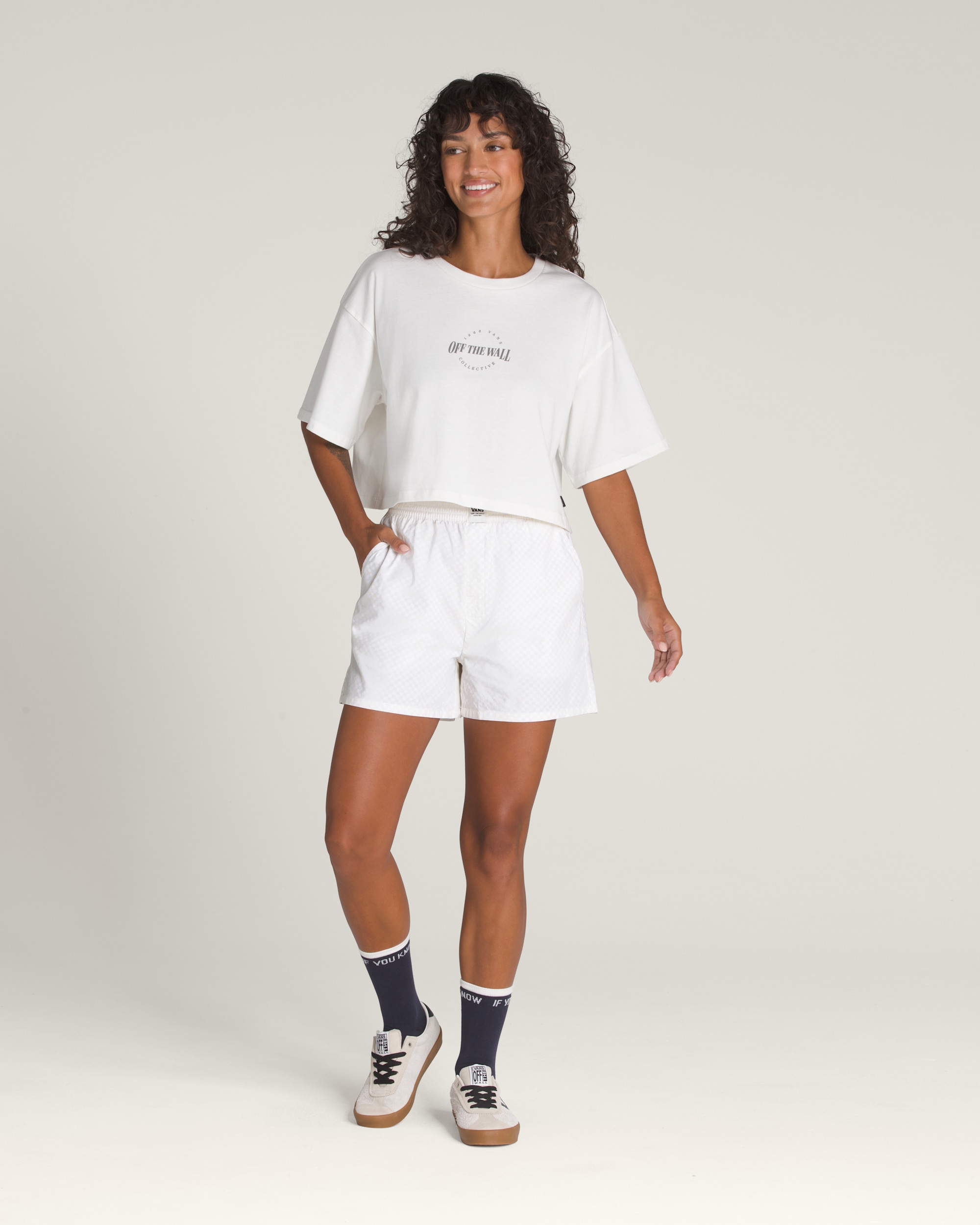 Alicia Checkerboard 35 Boxer Shorts VANS White ALT1