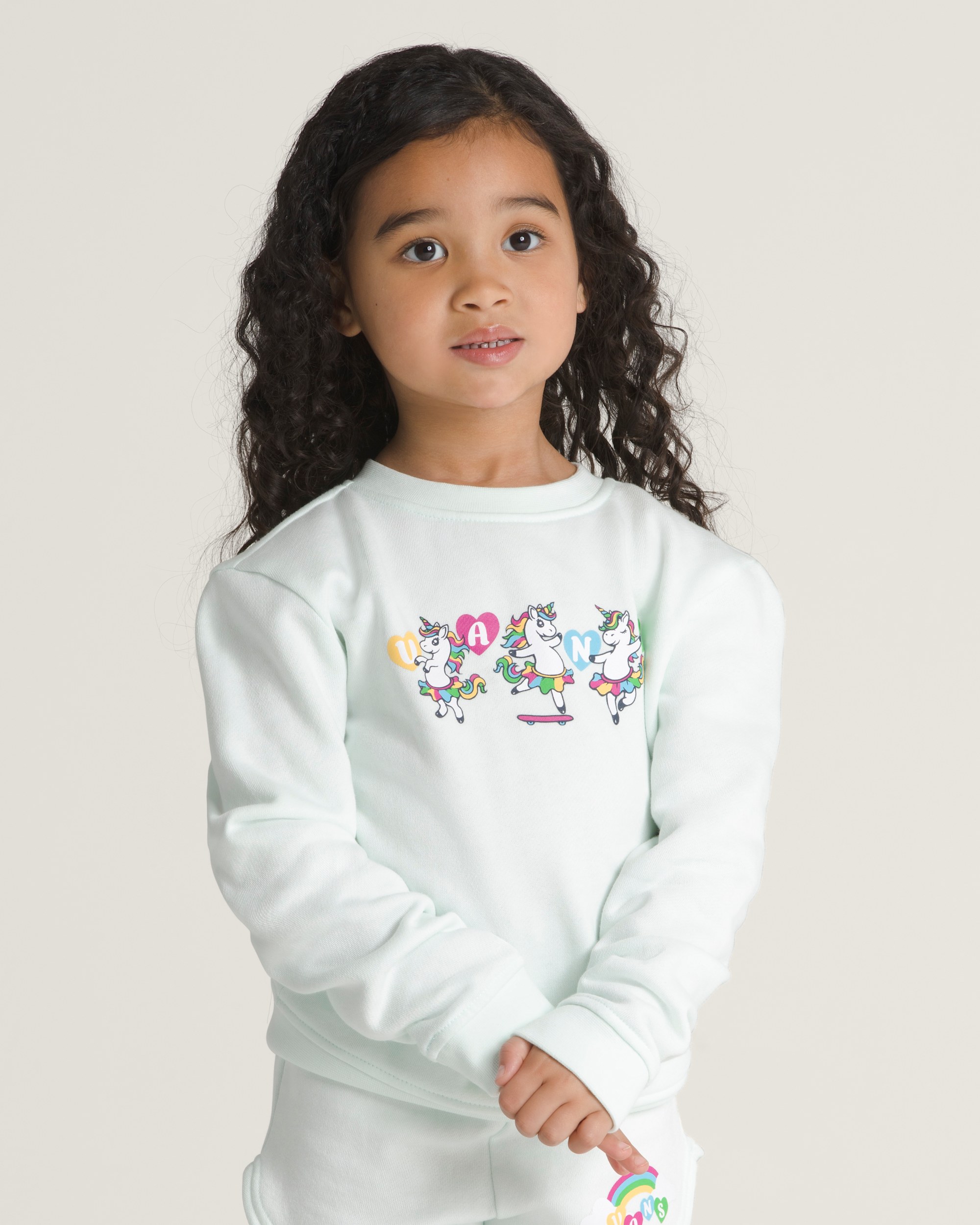 Little Kids Chasse Crew Sweatshirt VANS Mint Green HERO