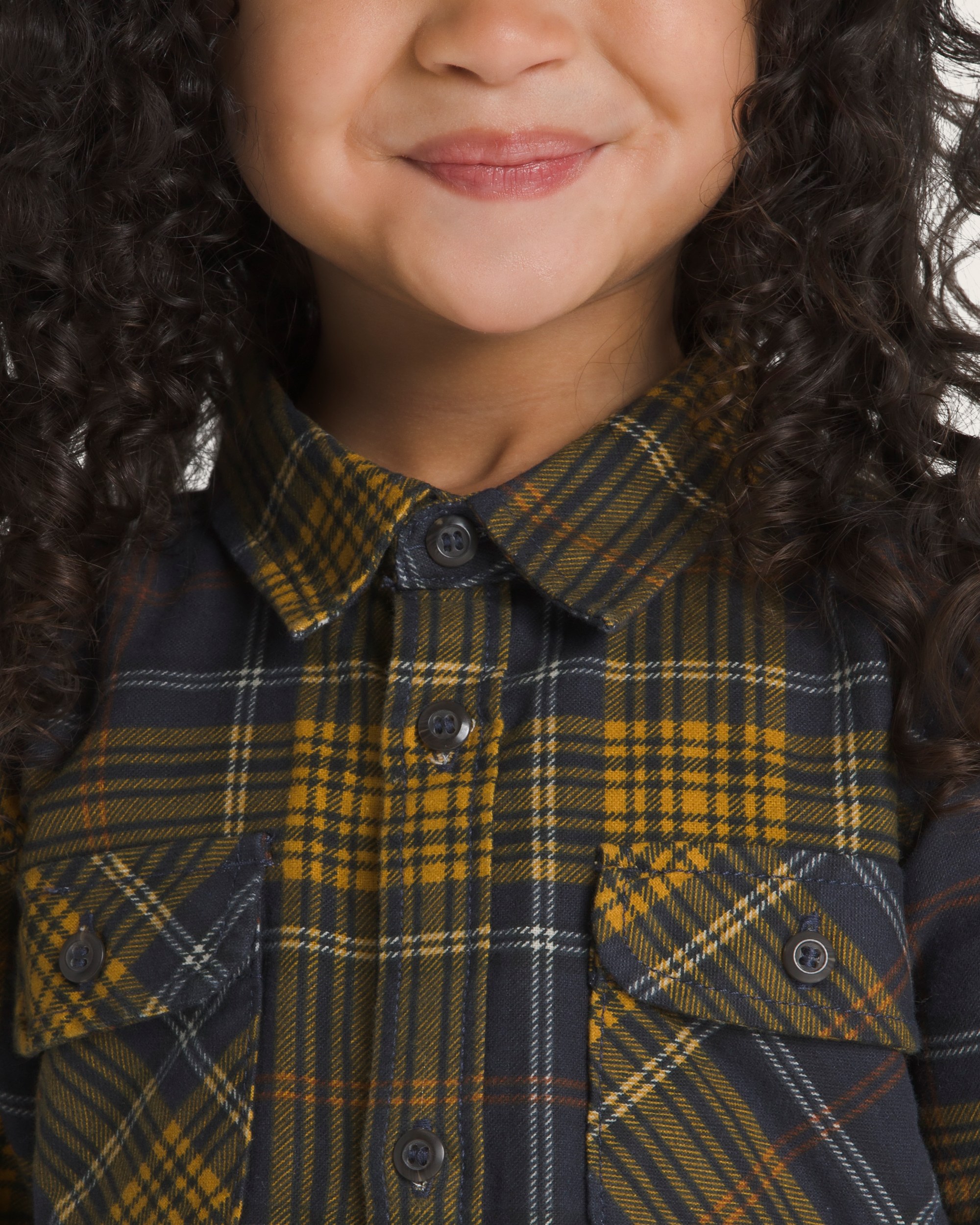 Little Kids Otis Long Sleeve Woven Shirt VANS Parisian Night Blue  Yellow ALT3