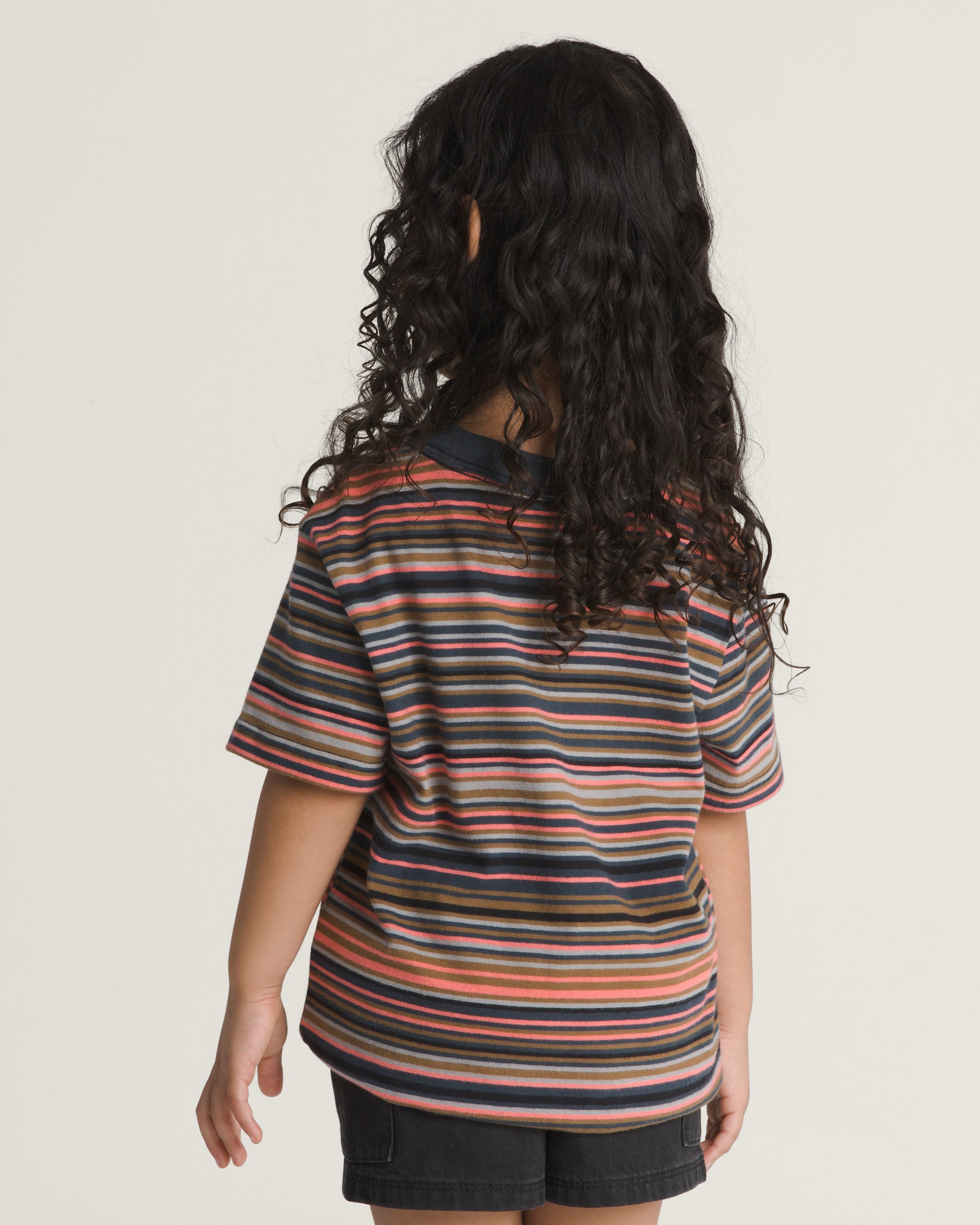 Little Kids Braden Stripe Knit Shirt VANS Parisian Night Blue  Orange ALT1