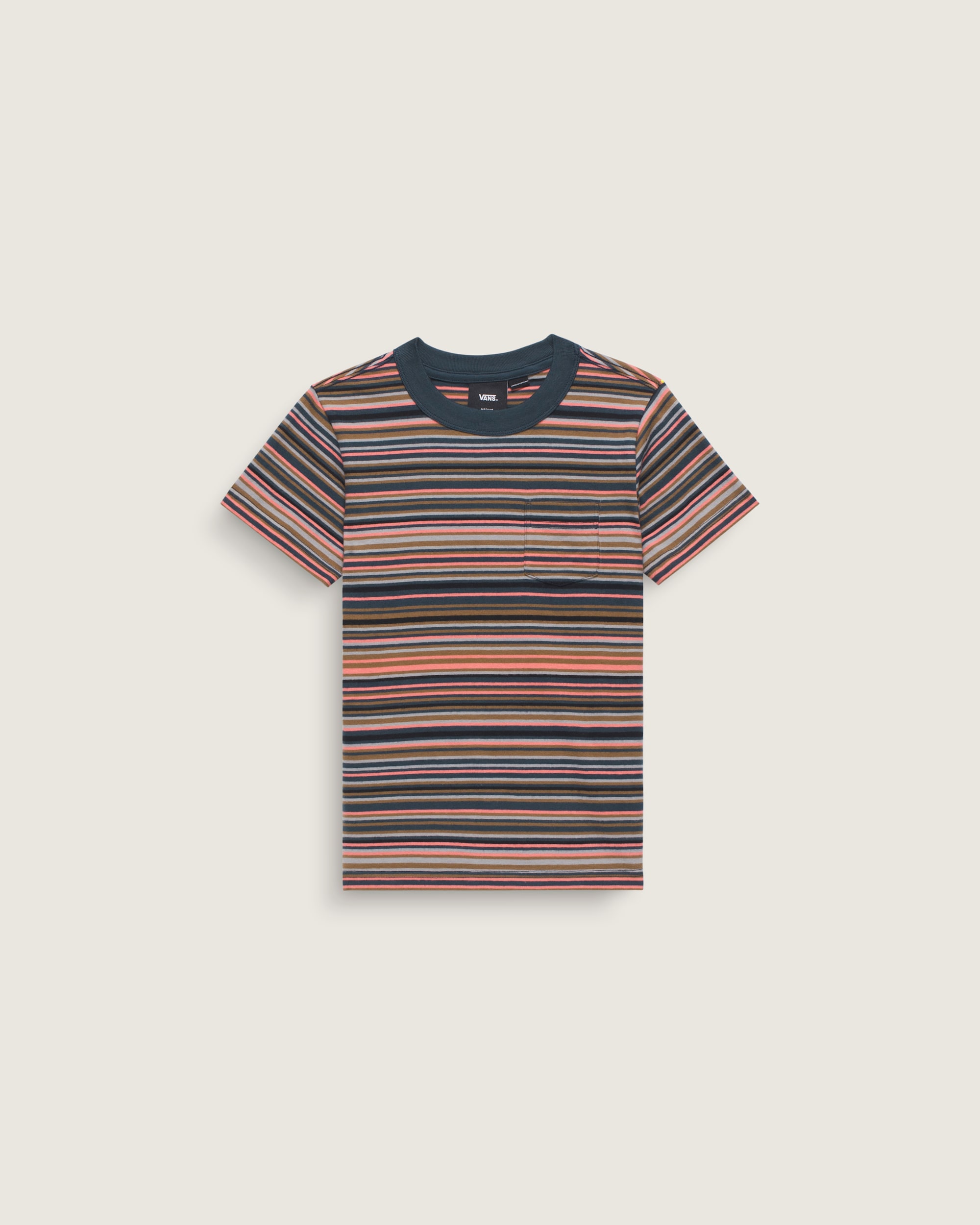Little Kids Braden Stripe Knit Shirt VANS Parisian Night Blue  Orange ALT4