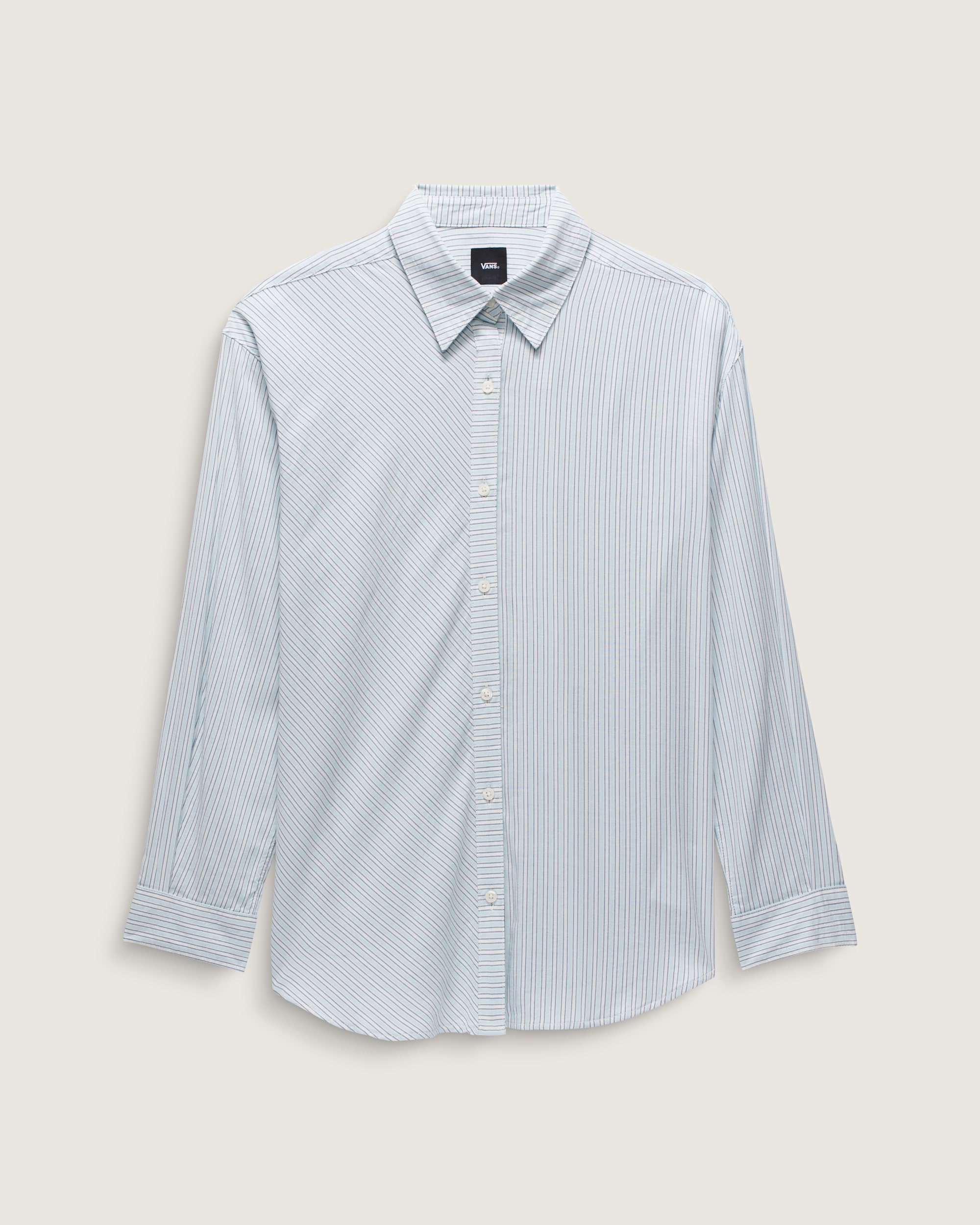 Gillian Striped Button Up Shirt VANS White  Crystal Blue ALT4