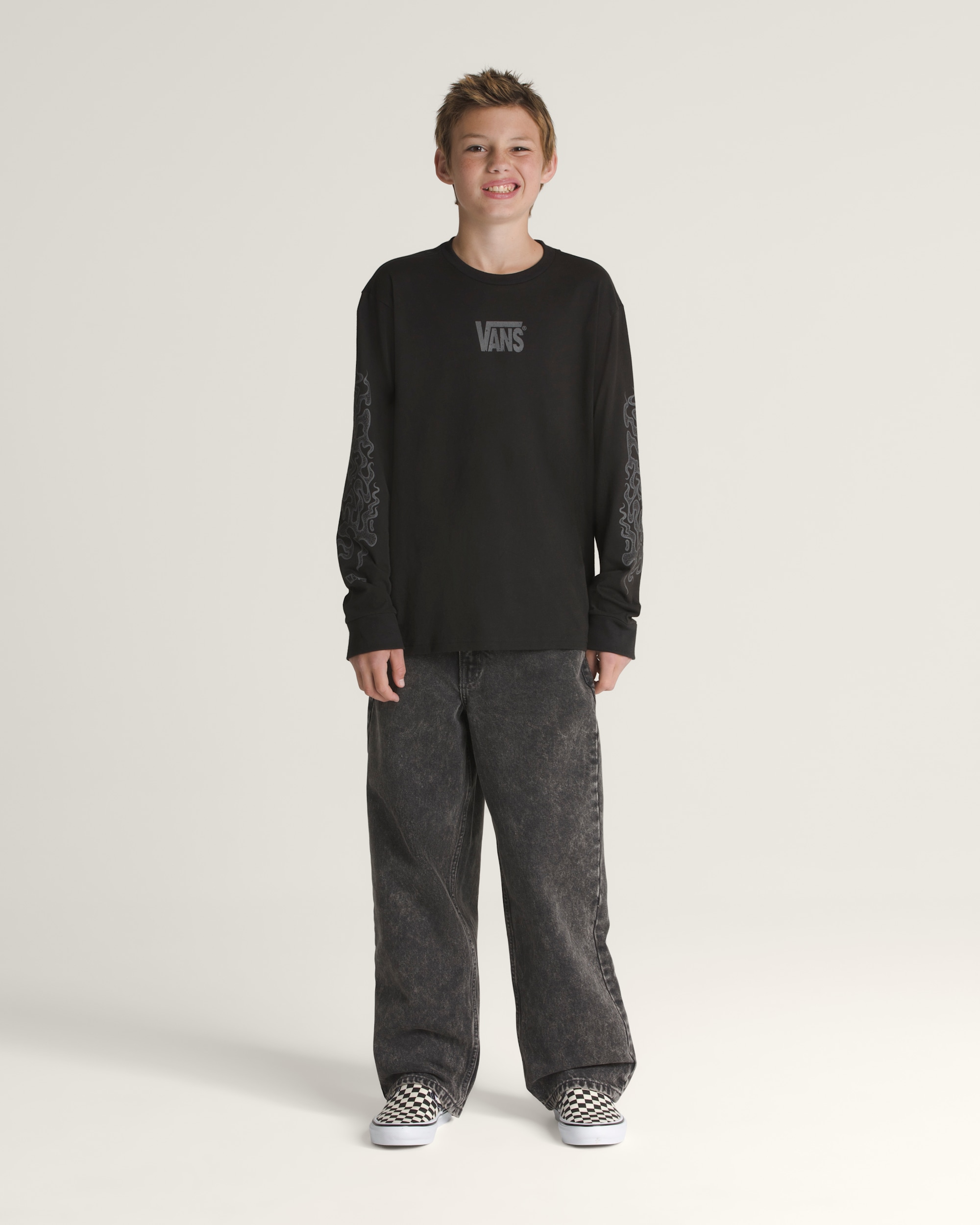 Kids Wave Dunes Long Sleeve TShirt VANS Black ALT1