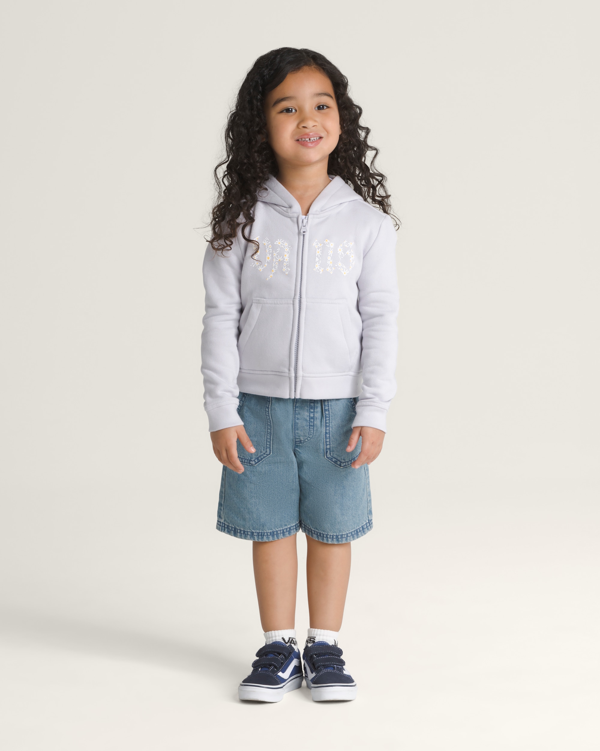 Little Kids Daisy Break Full Zip Hoodie VANS Evening Haze Purple Grey ALT2