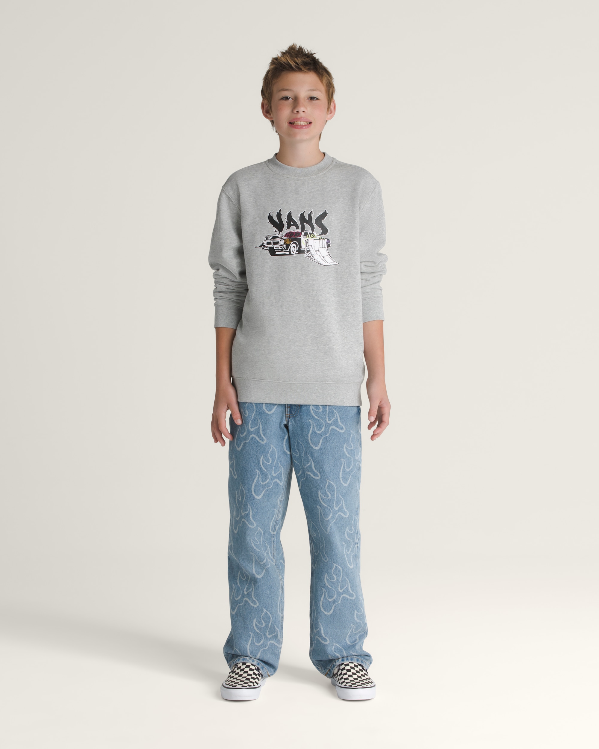 Kids Check-5 Blaze Loose Pants en Stonewash Blue | Vans CA