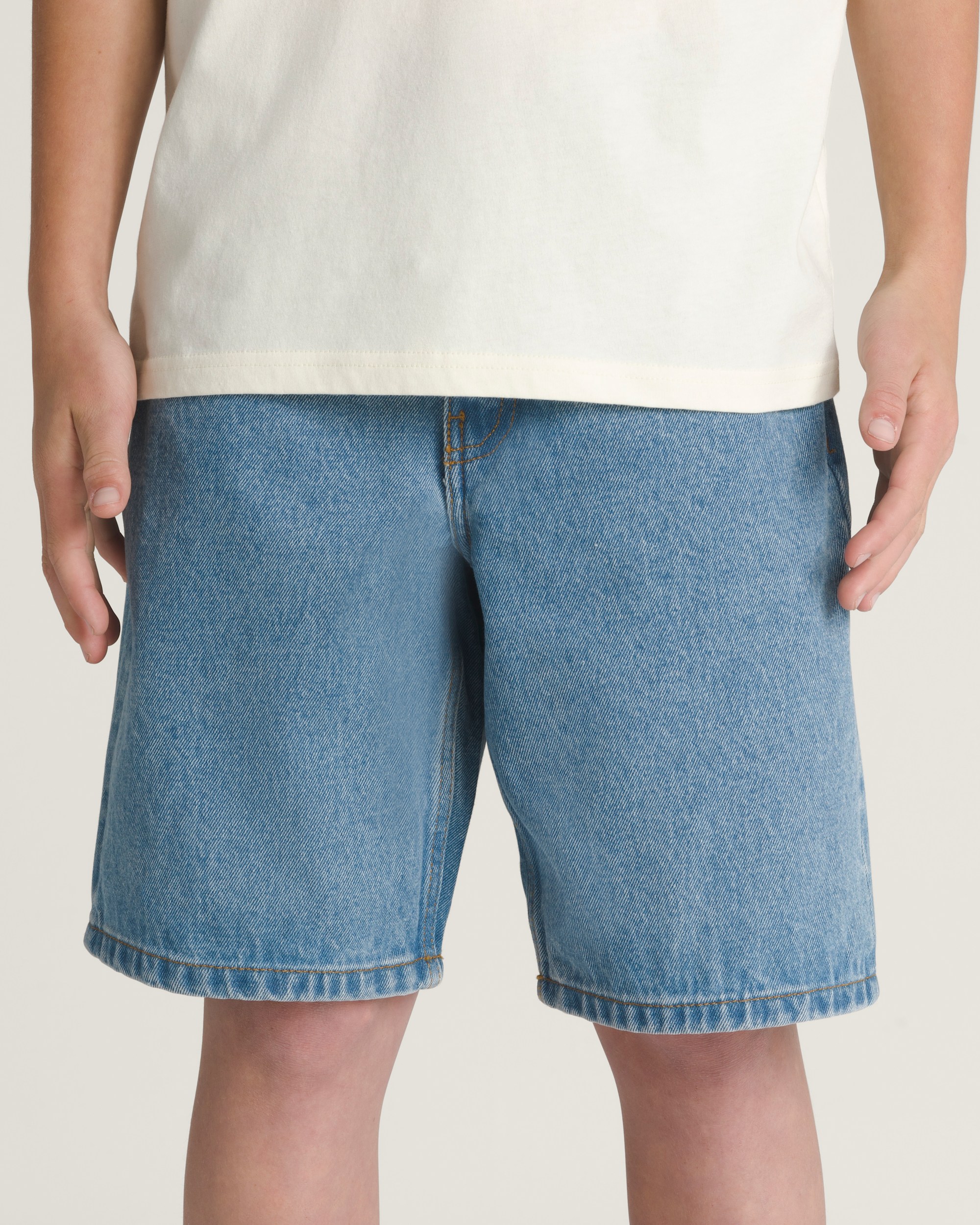 Kids Check5 Baggy Denim Shorts VANS Stonewash Blue HERO