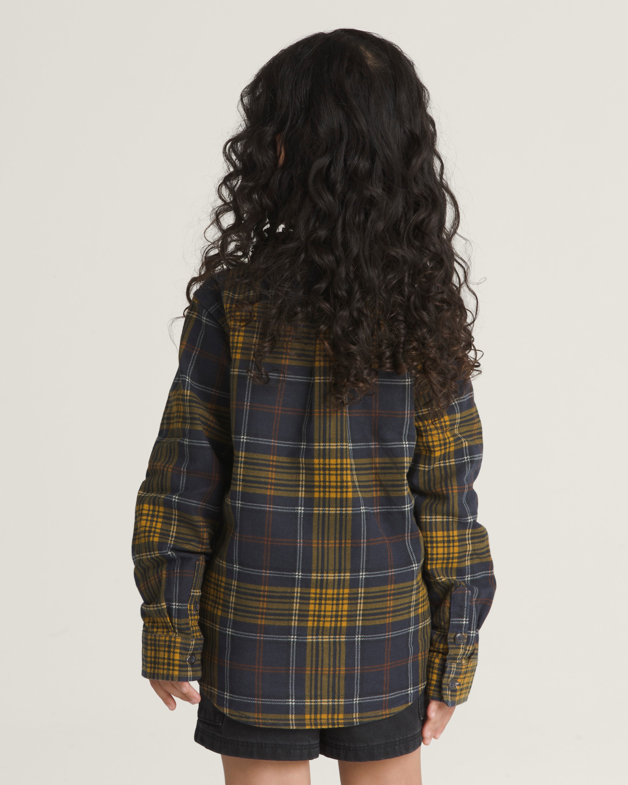 Little Kids Otis Long Sleeve Woven Shirt VANS Parisian Night Blue  Yellow ALT1