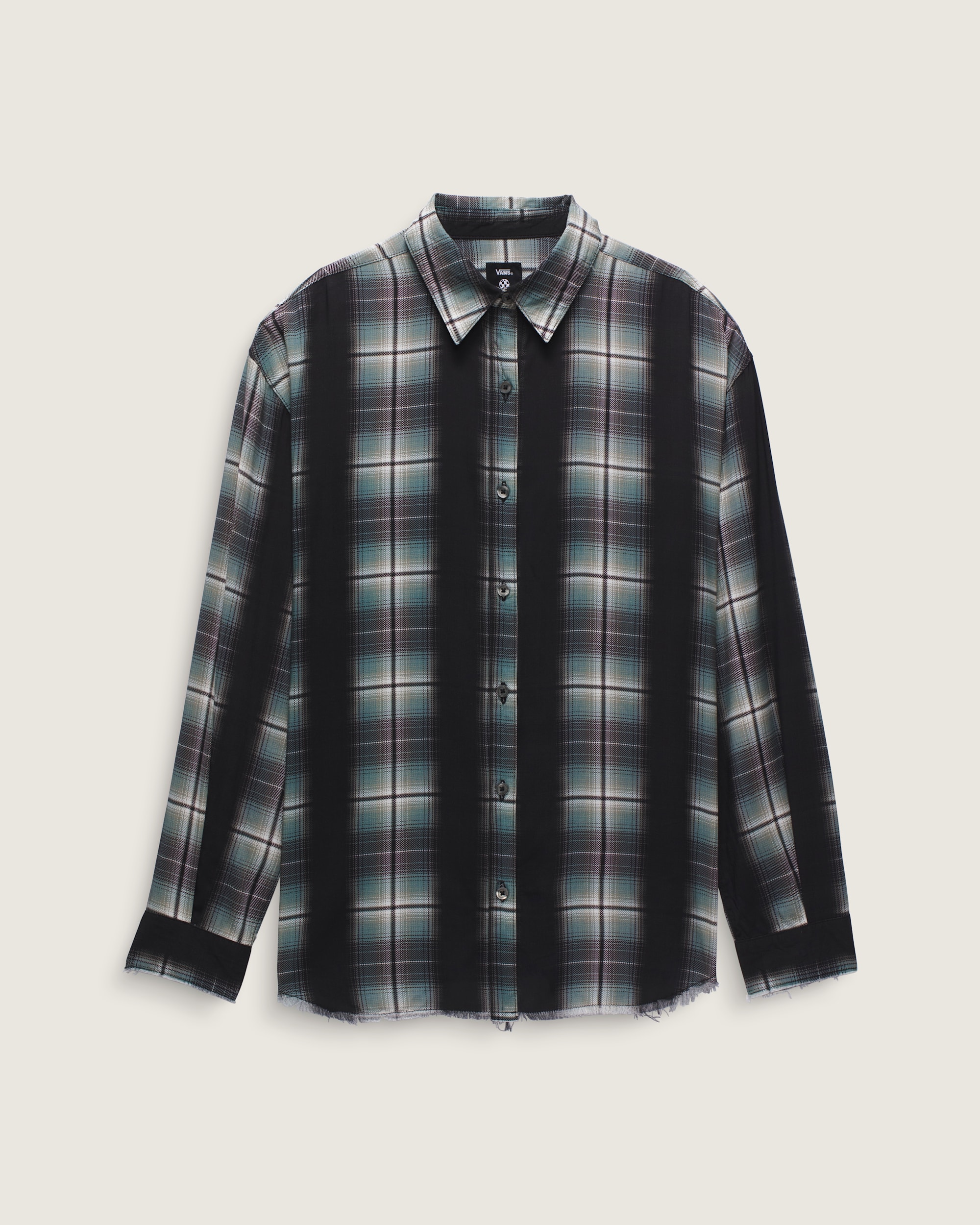 Gillian Plaid Button Up Shirt VANS Black  Grey  Blue ALT4