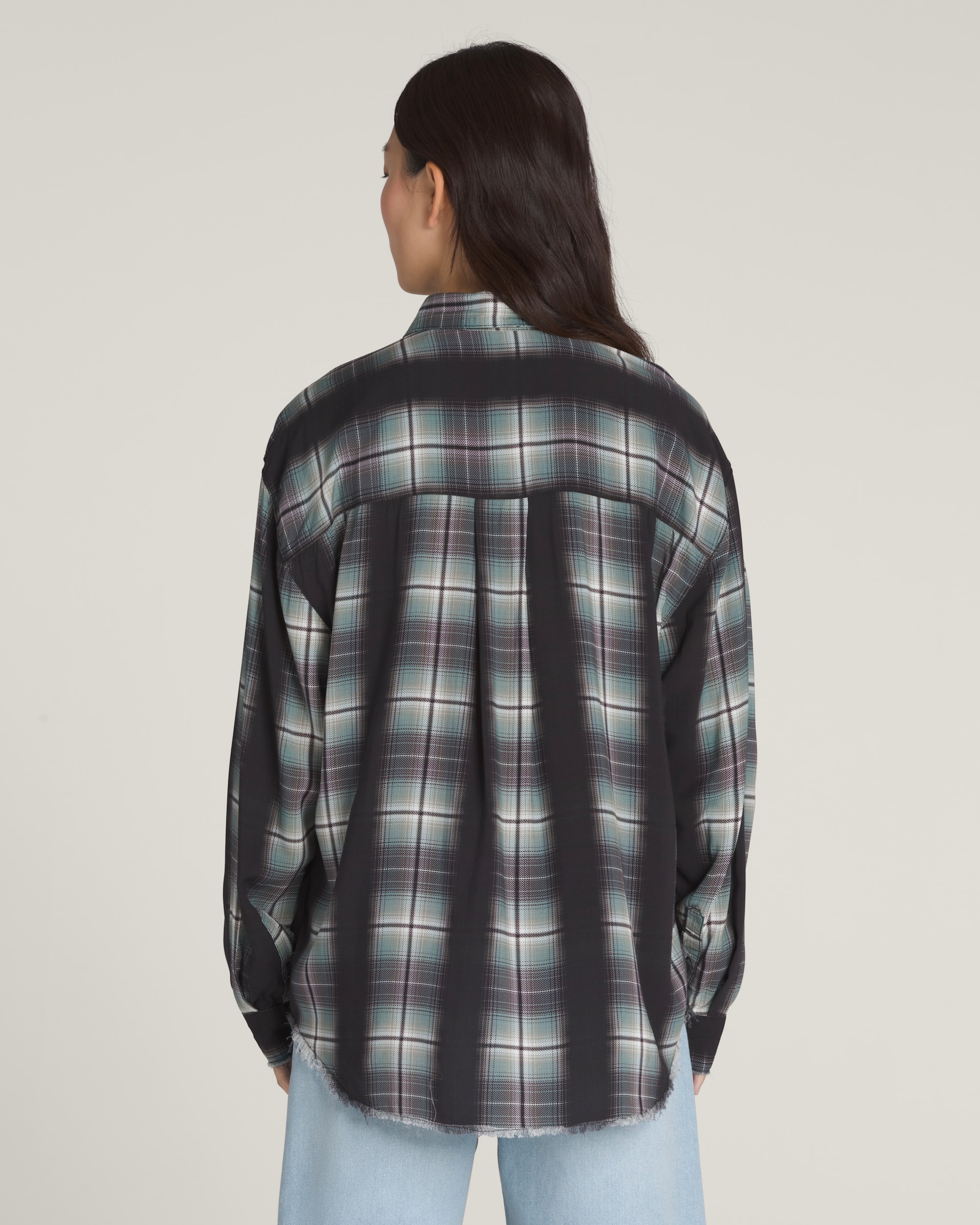 Gillian Plaid Button Up Shirt VANS Black  Grey  Blue ALT1