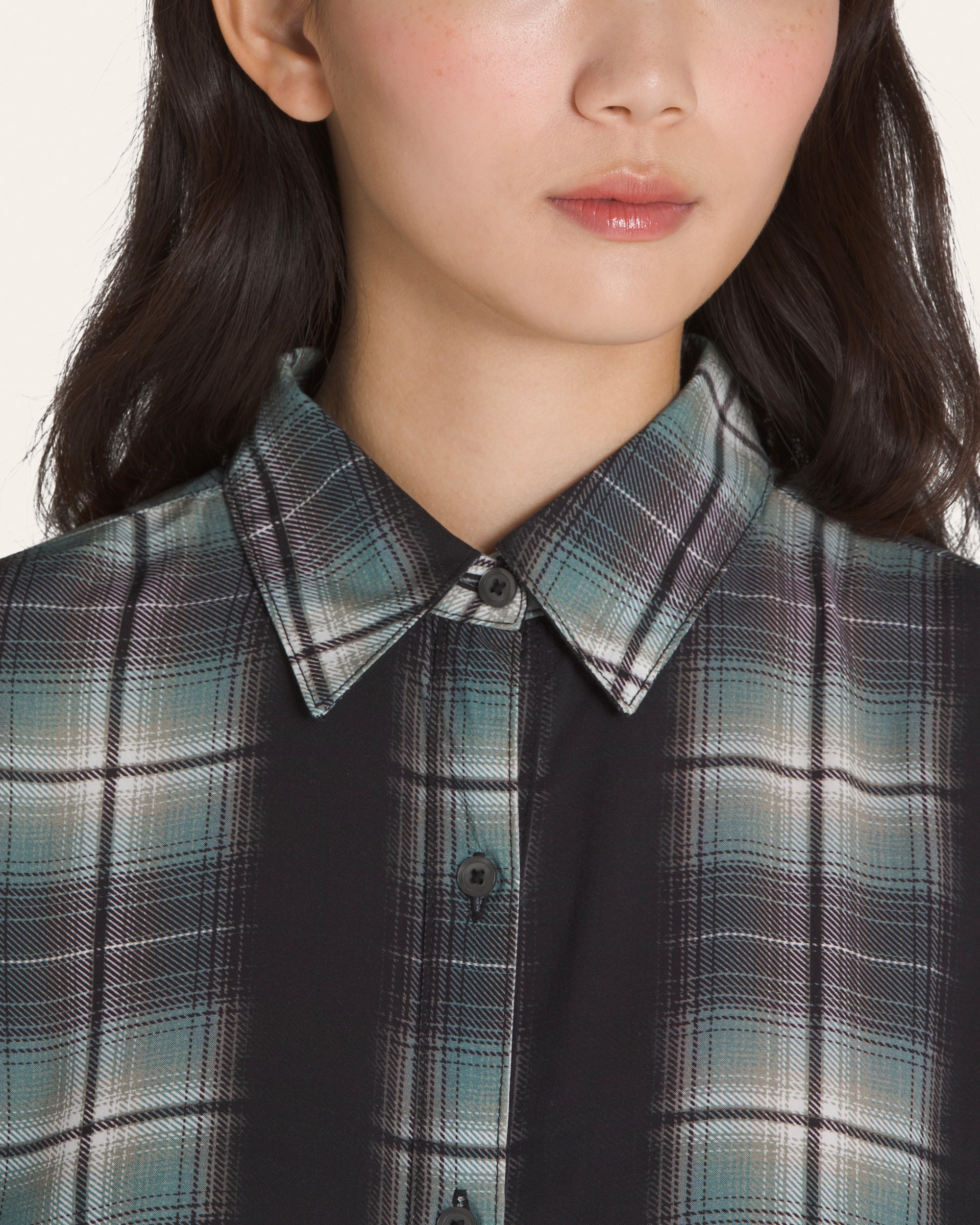 Gillian Plaid Button Up Shirt VANS Black  Grey  Blue ALT3