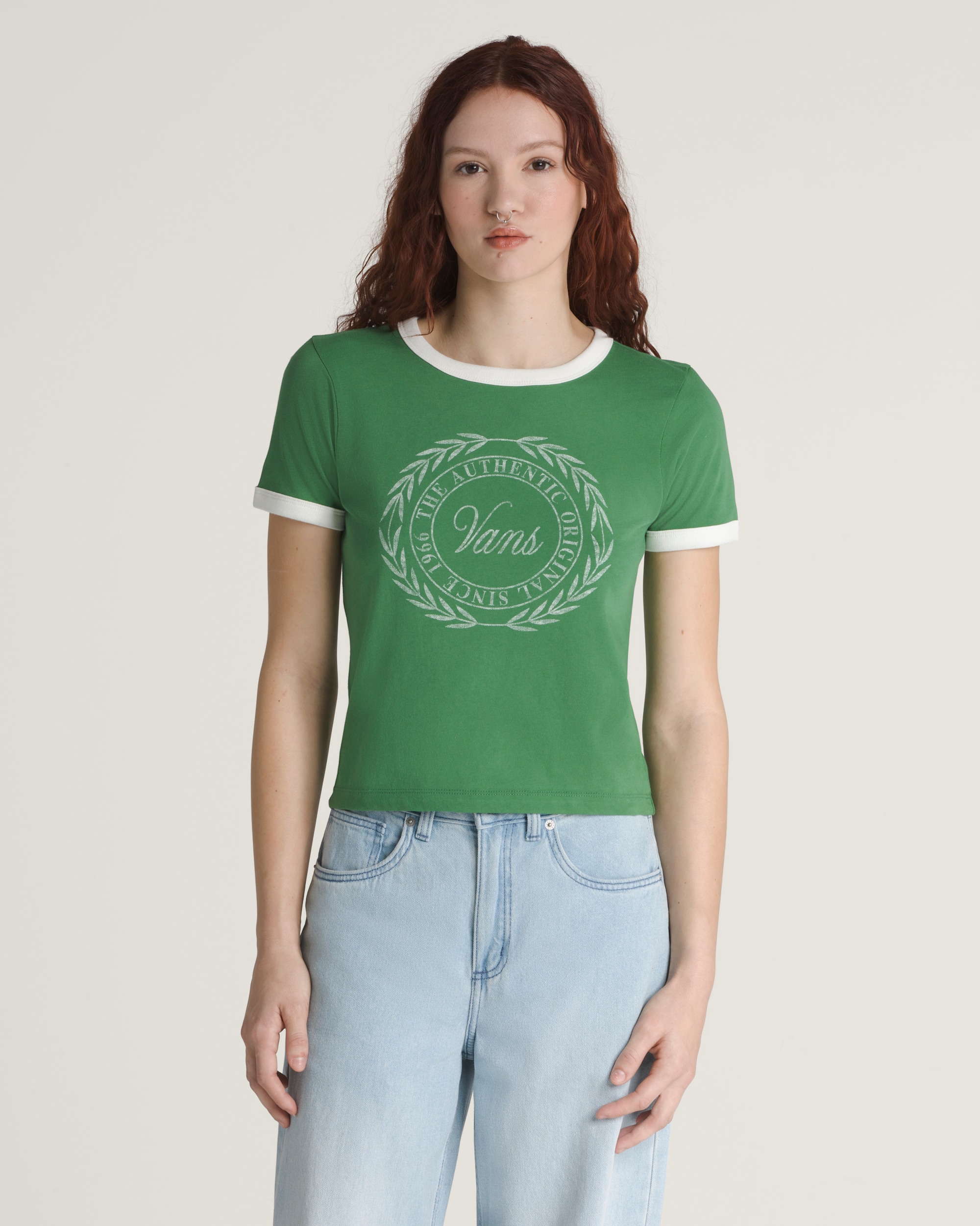 Crest Ringer TShirt VANS Fairway Green HERO