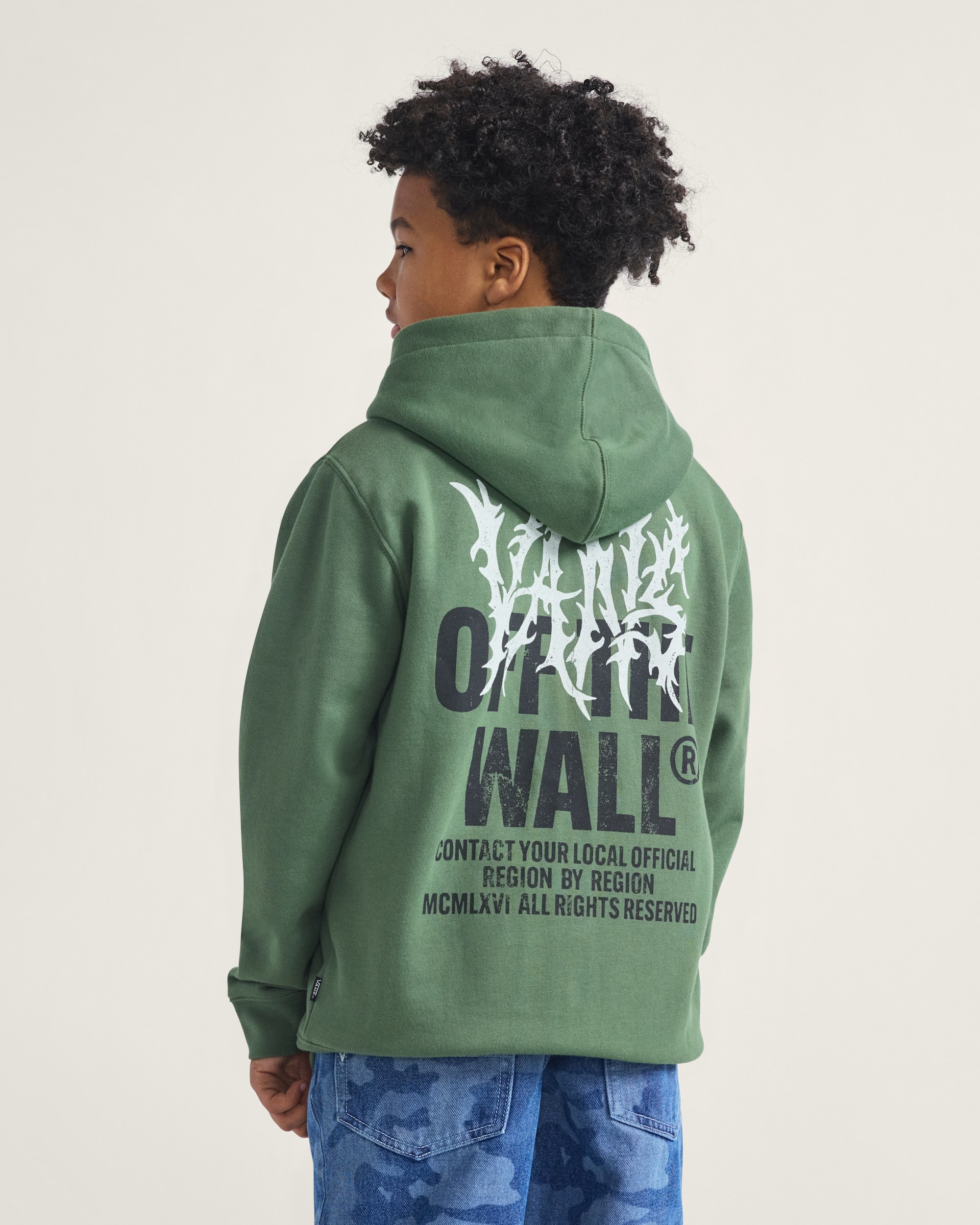 Kids Metal Wall Zip Hoodie VANS Pine Forest Green ALT2