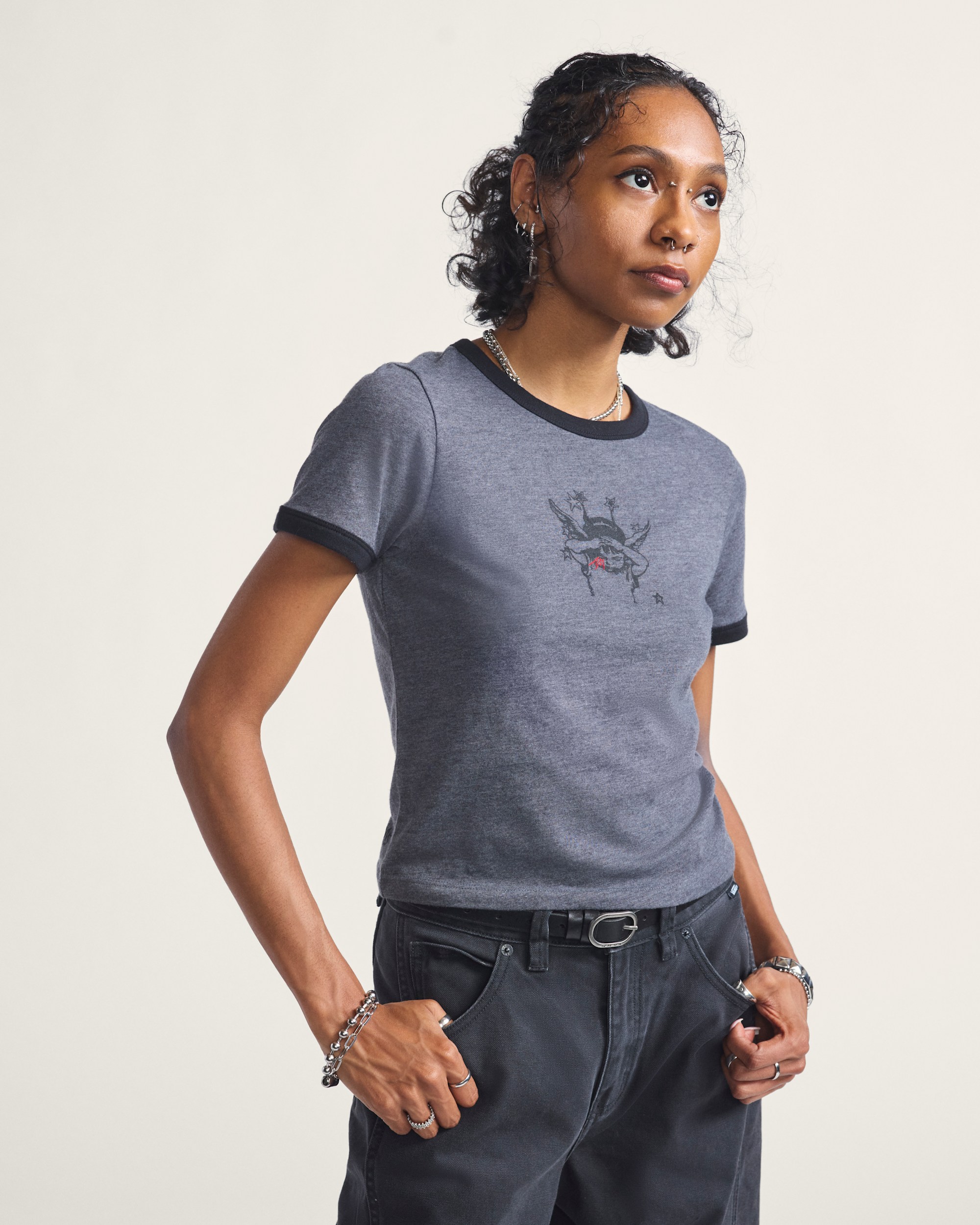 Cruzing Ringer TShirt VANS Asphalt Heather Grey ALT1