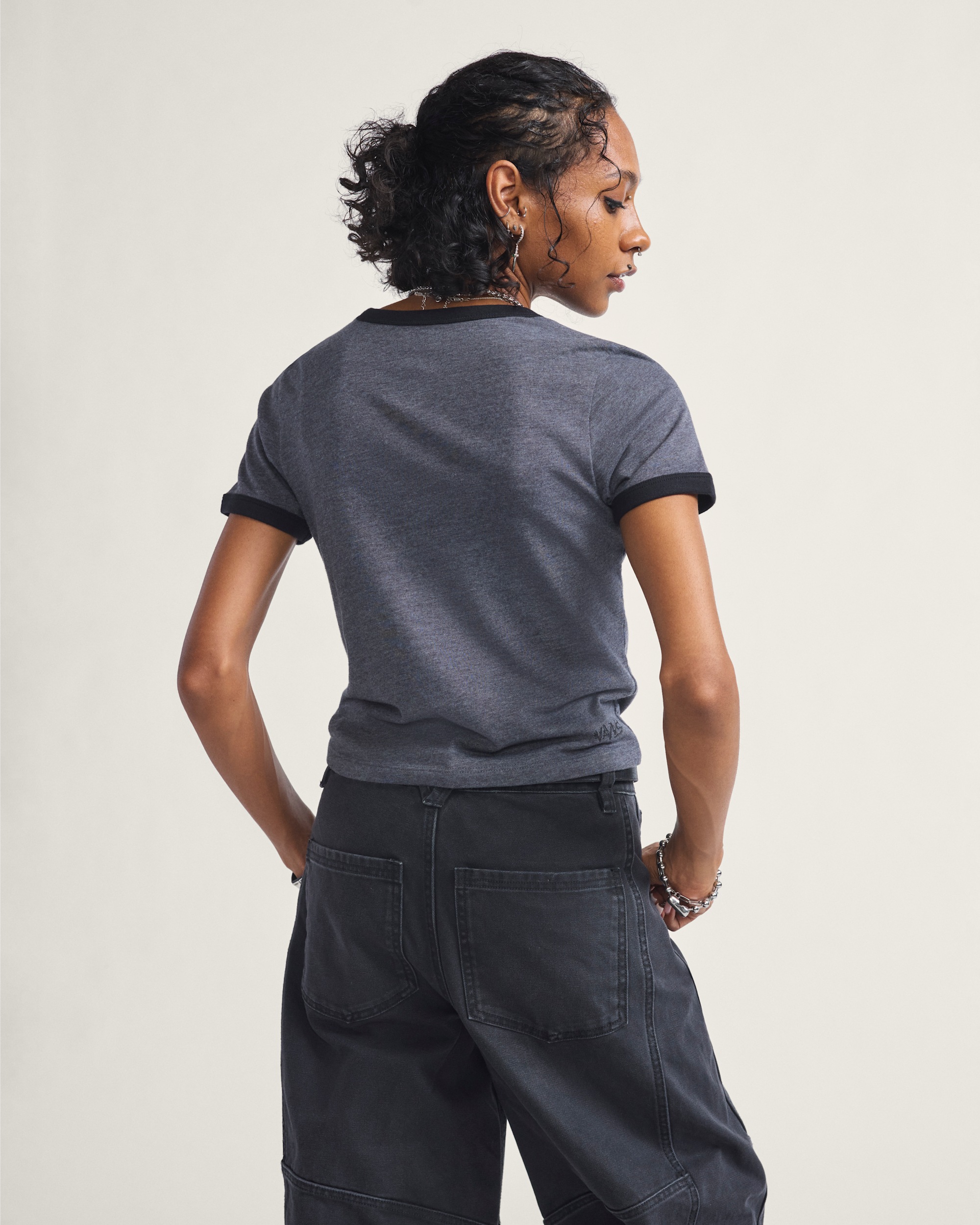 Cruzing Ringer TShirt VANS Asphalt Heather Grey ALT2