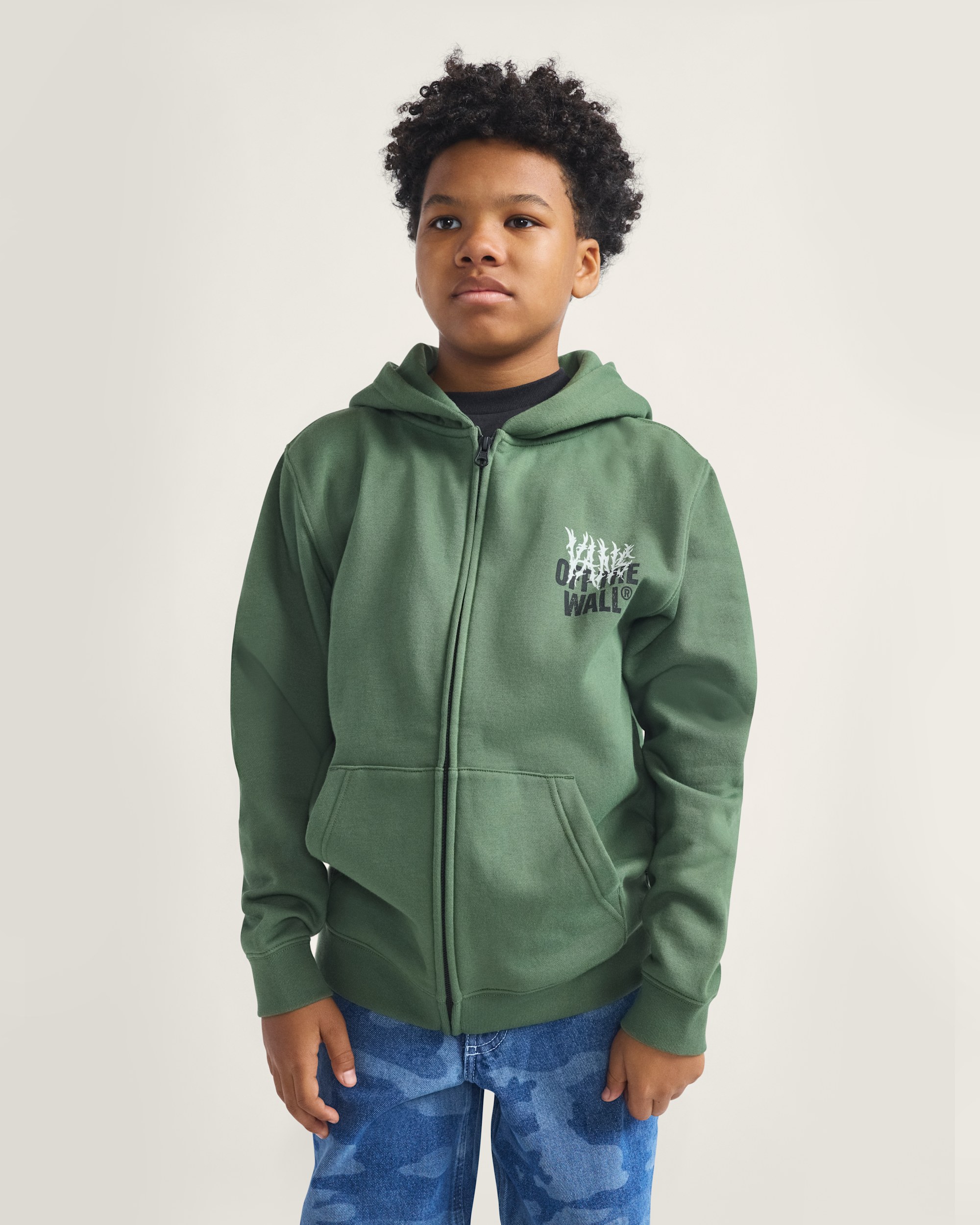Kids Metal Wall Zip Hoodie VANS Pine Forest Green ALT1