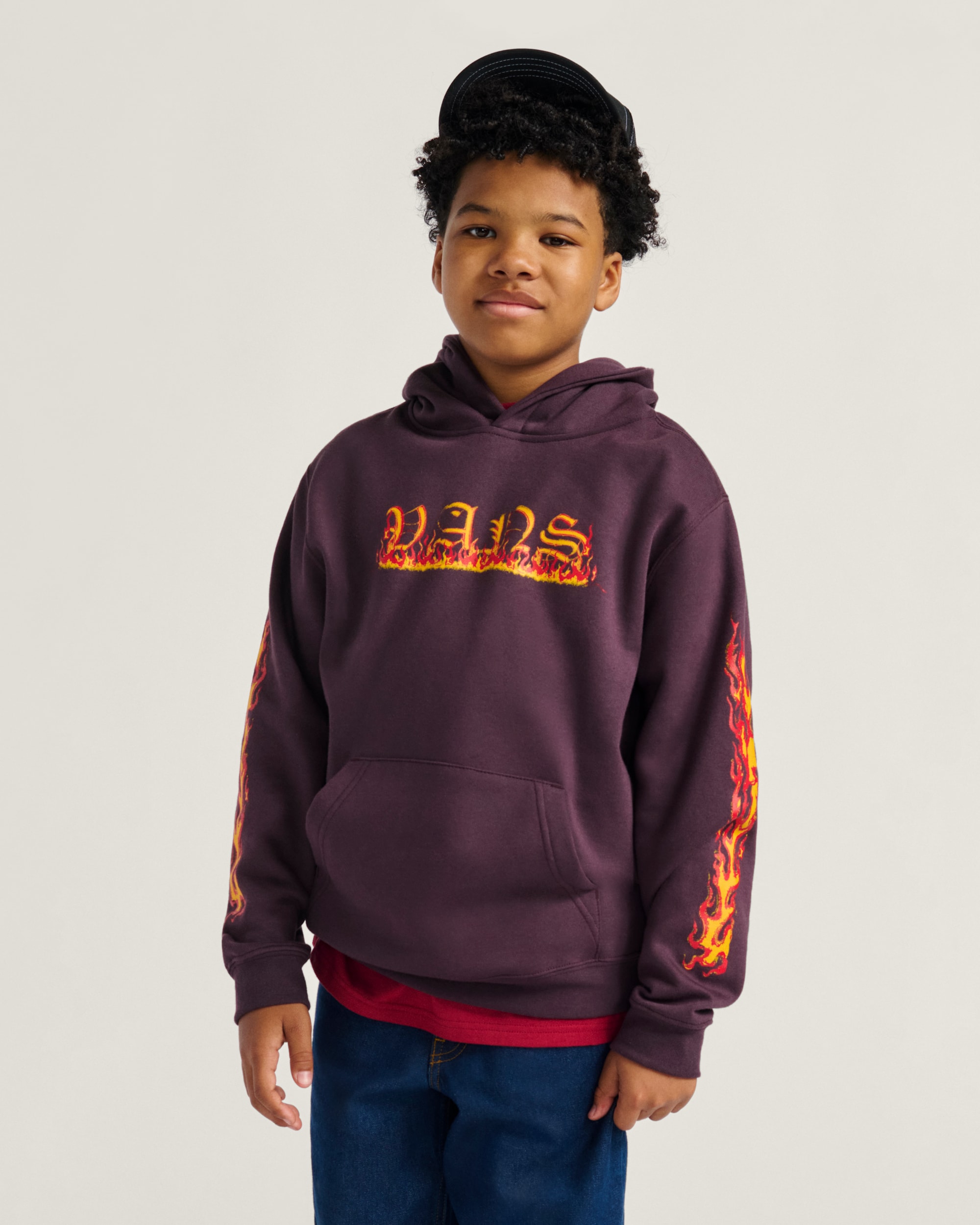 Kids Vans Inferno Pullover Hoodie VANS Dark Port Red ALT1