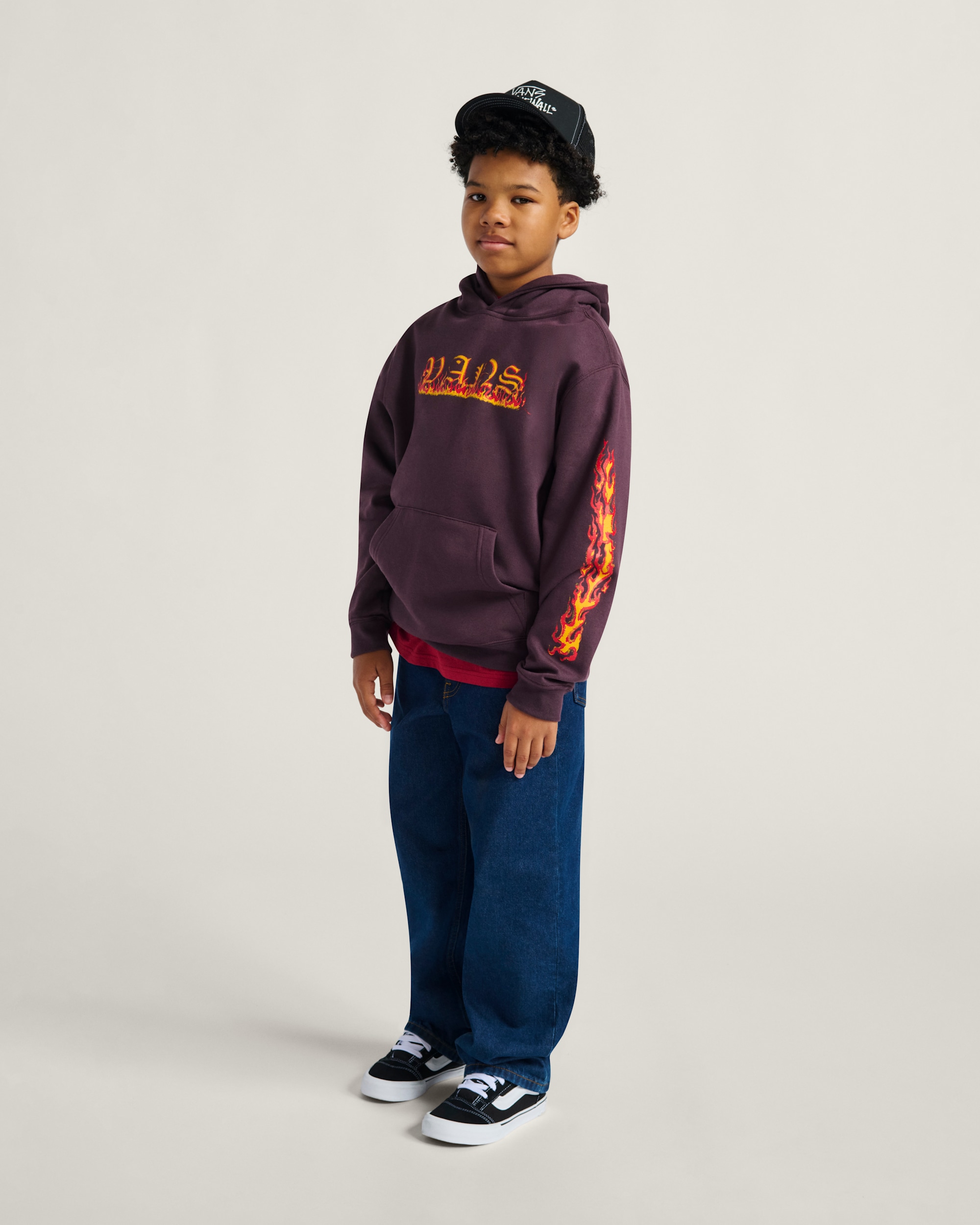 Kids Vans Inferno Pullover Hoodie VANS Dark Port Red ALT3