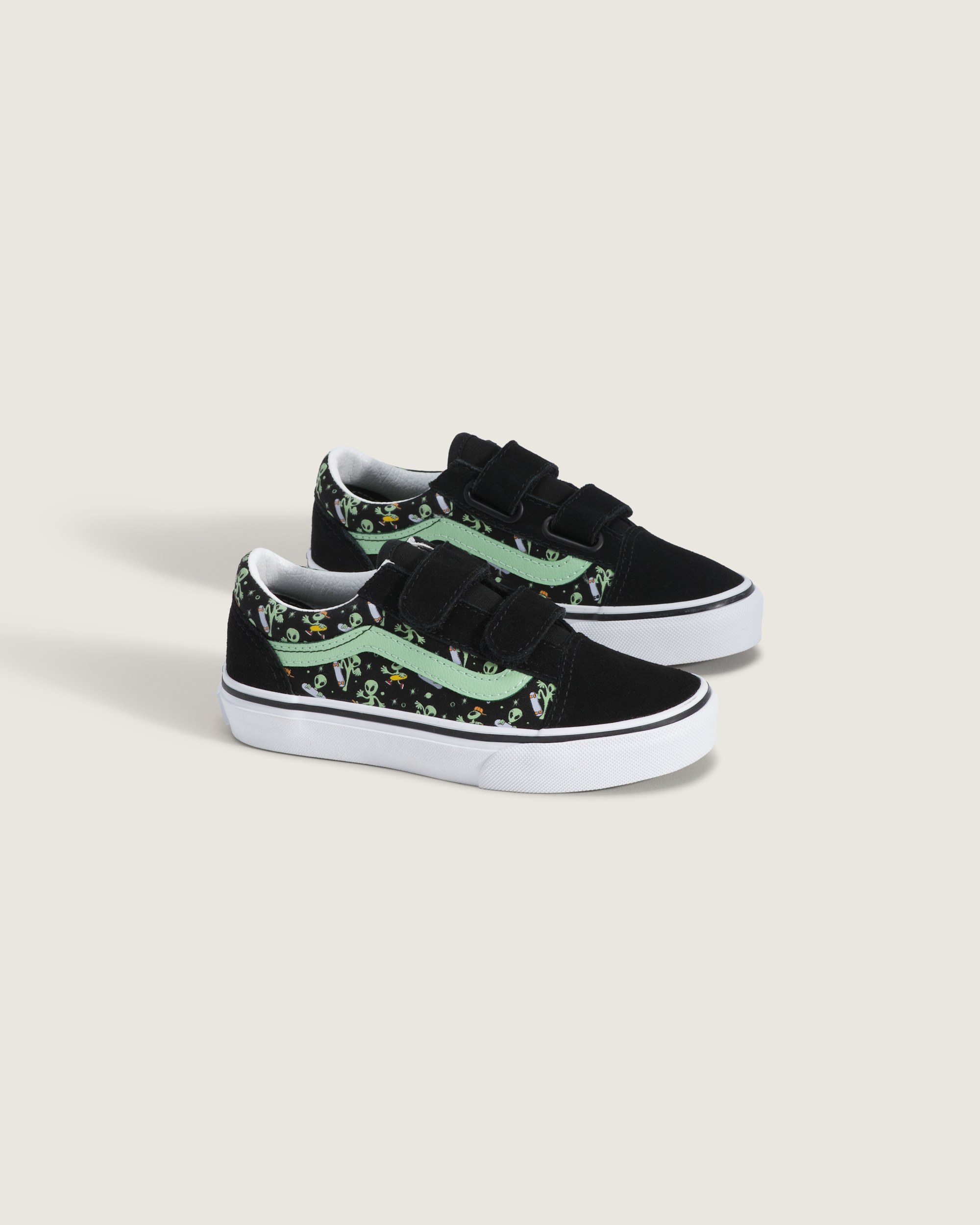 Little Kids Old Skool V Shoe VANS Black  Green ALT1
