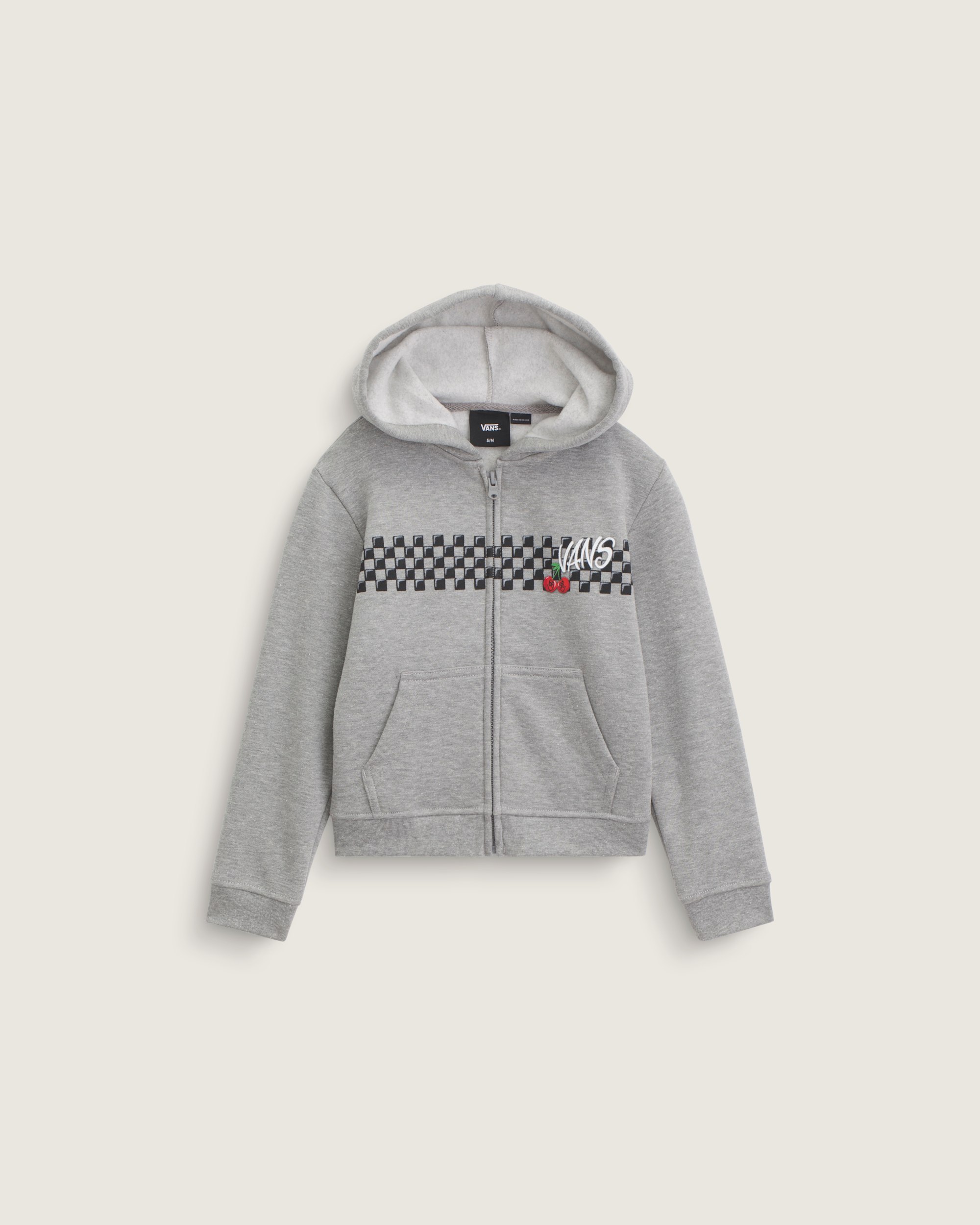Little Kids Checker Cherries Pullover Hoodie VANS Cement Heather Grey HERO