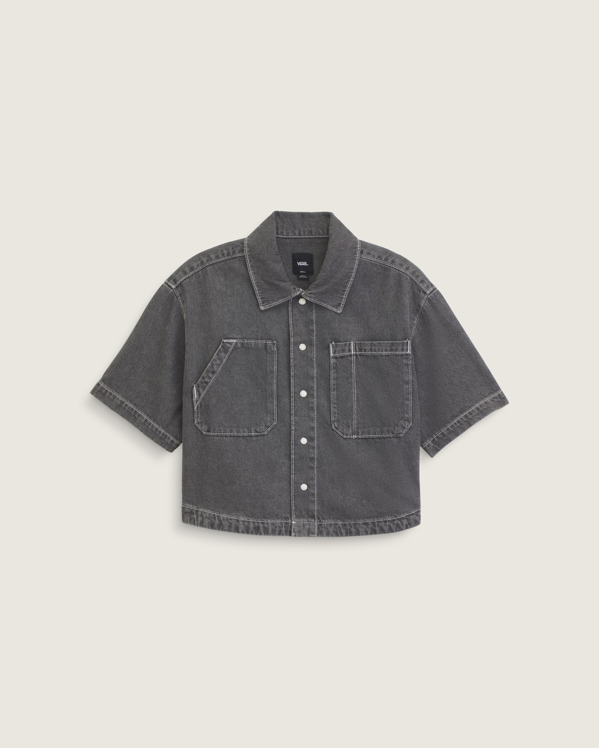 Natalie Denim Button Up Shirt VANS Wash Grey HERO