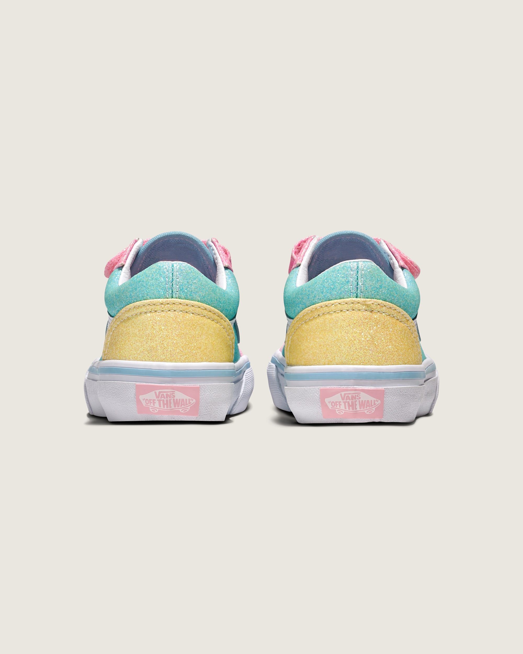 Little Kids Old Skool V Shoe VANS Glitter Pastel Blue  Pink  Yellow ALT3