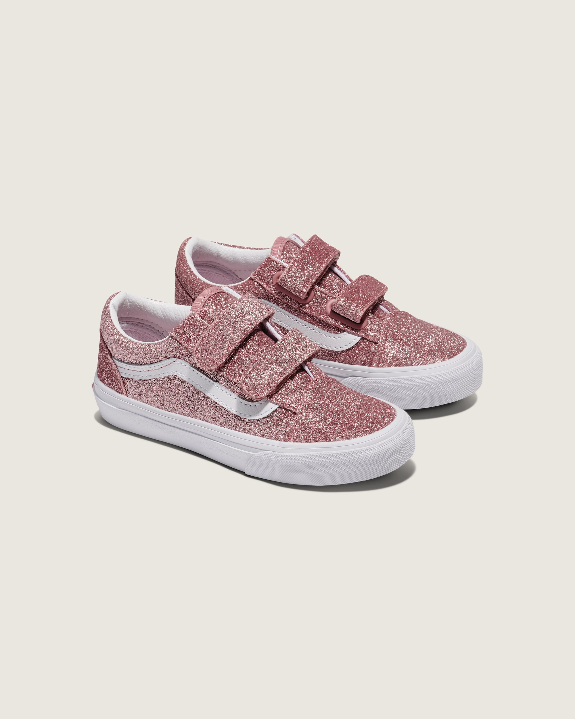 Little Kids Old Skool V Shoe VANS Glitter Rose Gold Pink ALT1