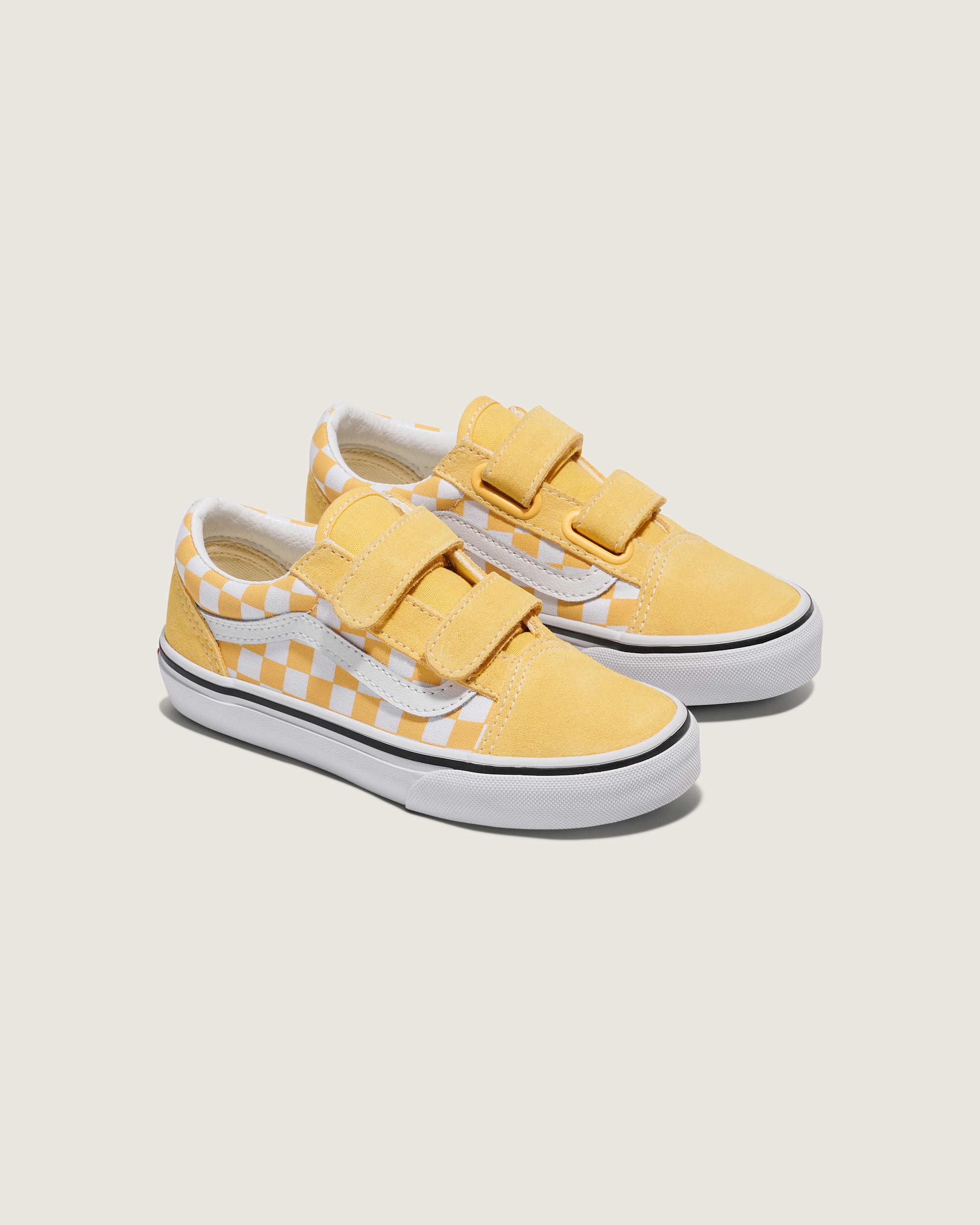 Big Kids Old Skool V Checkerboard Shoe VANS Banana Cream Yellow  White ALT1