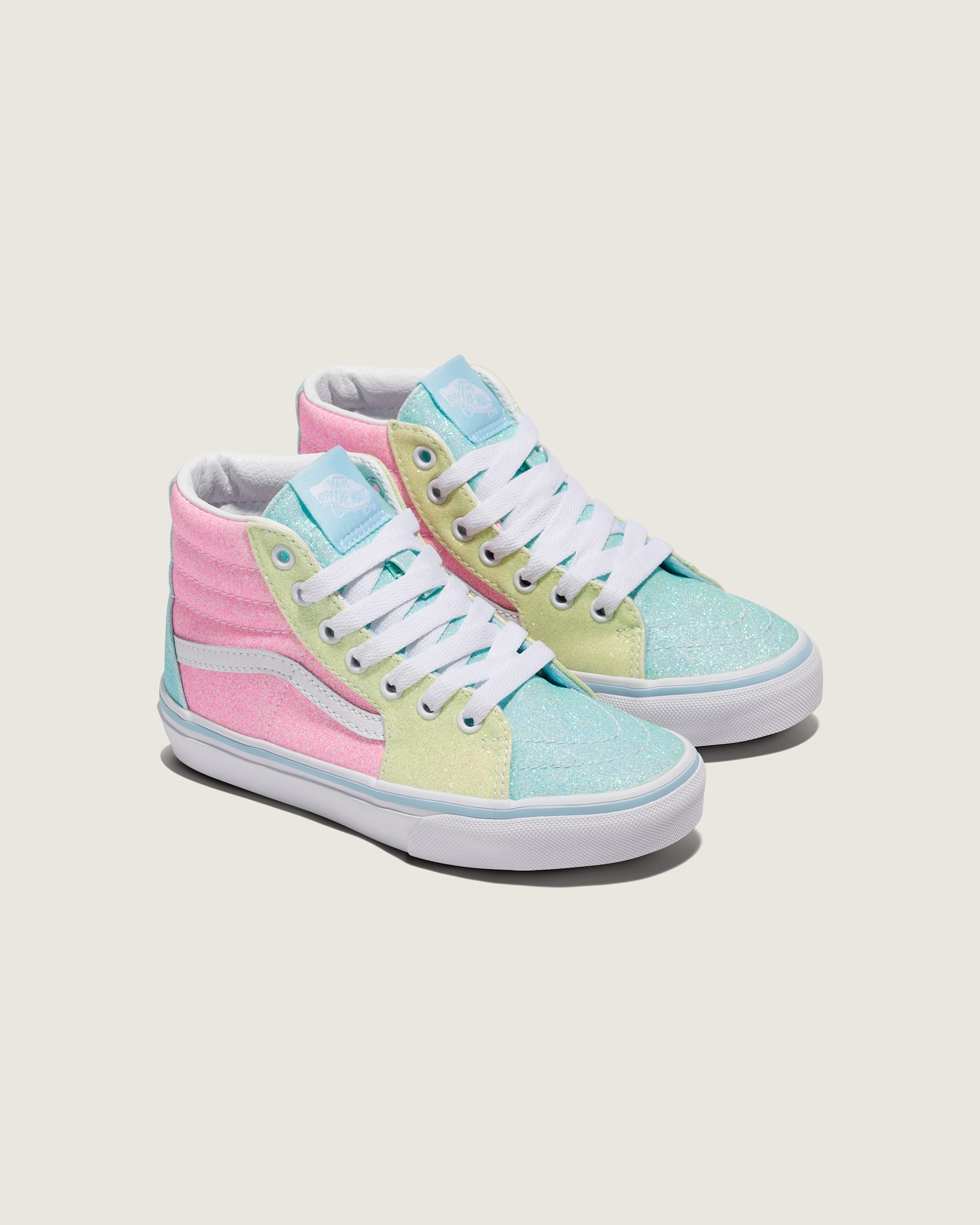 Little Kids Sk8Hi Shoe VANS Glitter Pastel Pink  Yellow  Blue ALT1