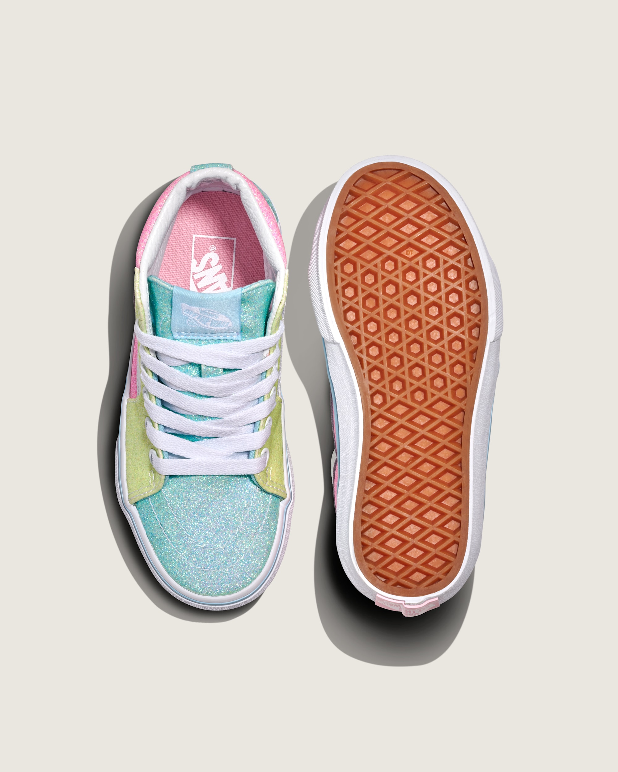 Little Kids Sk8Hi Shoe VANS Glitter Pastel Pink  Yellow  Blue ALT2