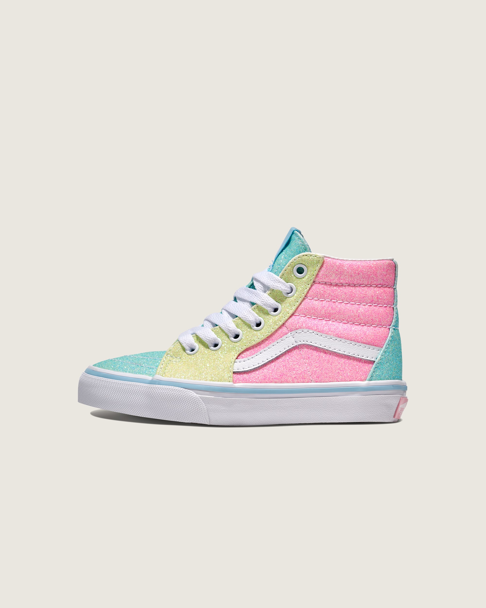 Little Kids Sk8Hi Shoe VANS Glitter Pastel Pink  Yellow  Blue HERO