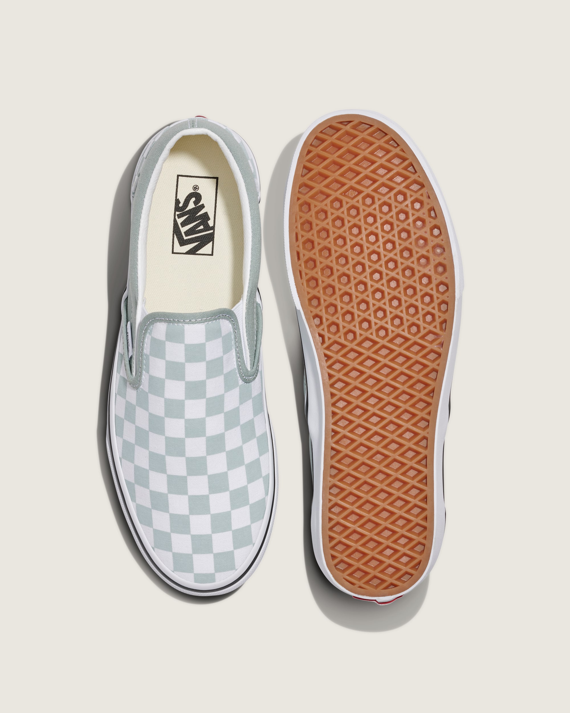 Classic SlipOn Checkerboard Shoe VANS Pure Grey  White ALT2