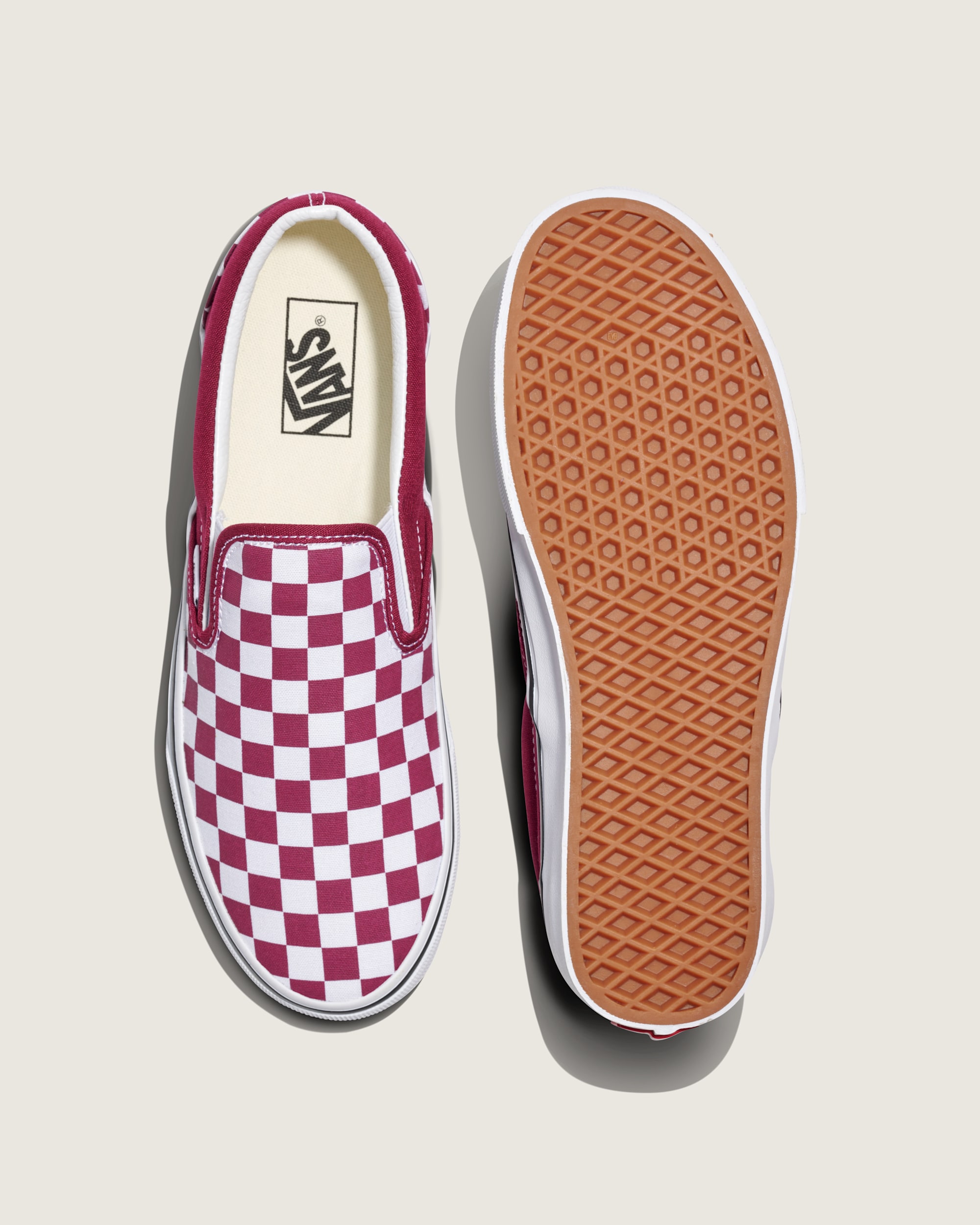 Classic SlipOn Checkerboard Shoe VANS Rhododendron Red  White ALT2