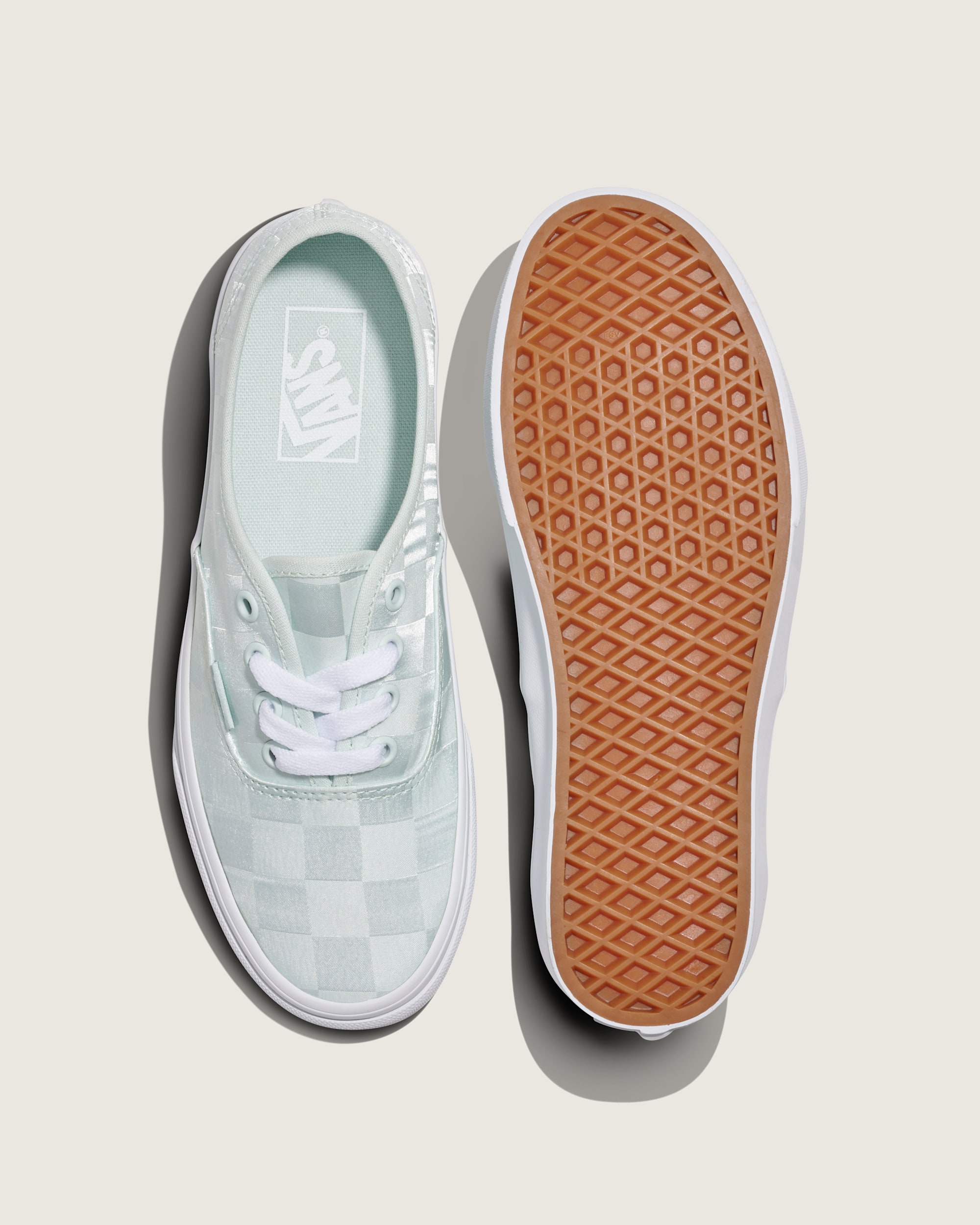 Authentic Checkerboard Satin Shoe VANS Spa Blue ALT2