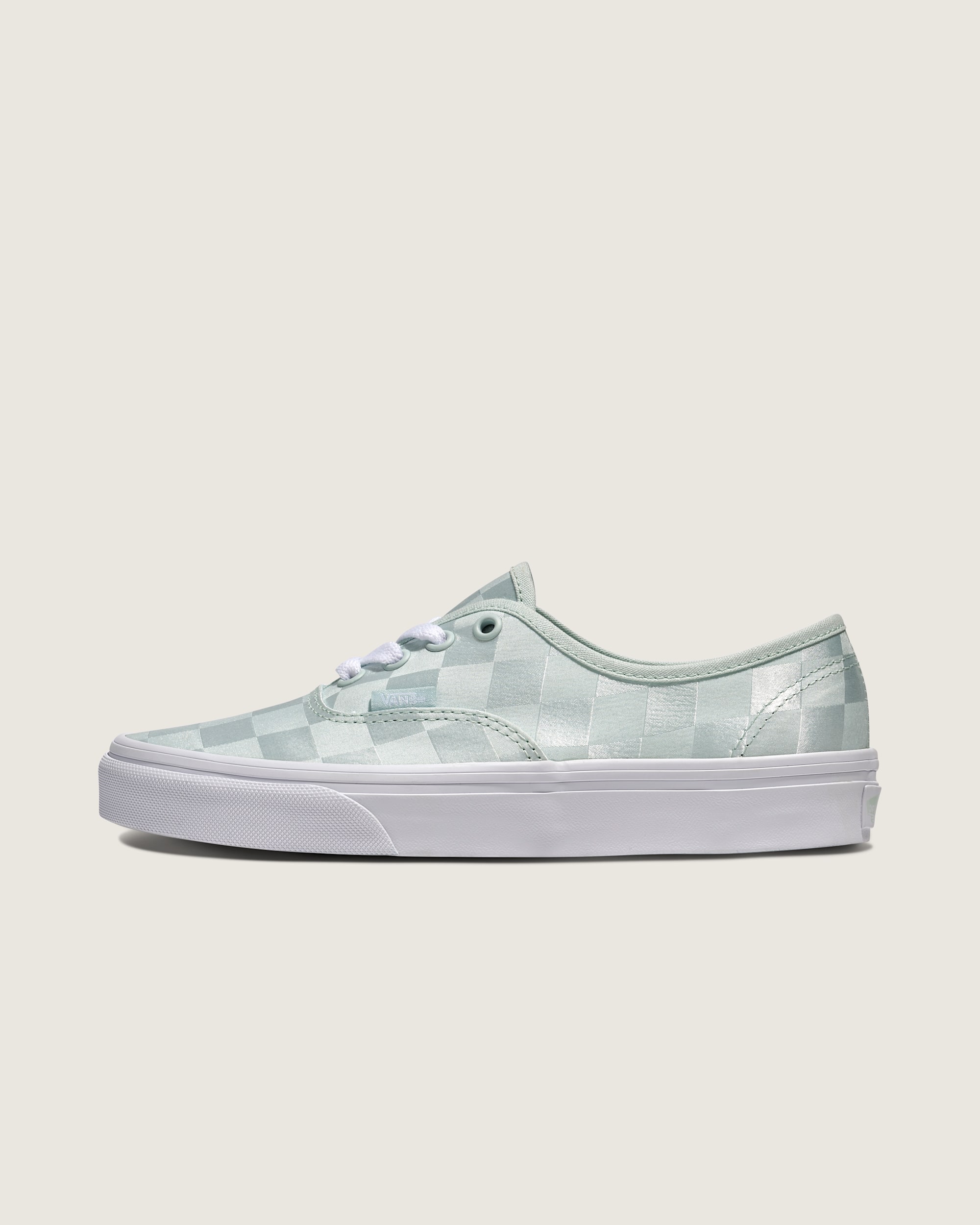 Authentic Checkerboard Satin Shoe VANS Spa Blue HERO