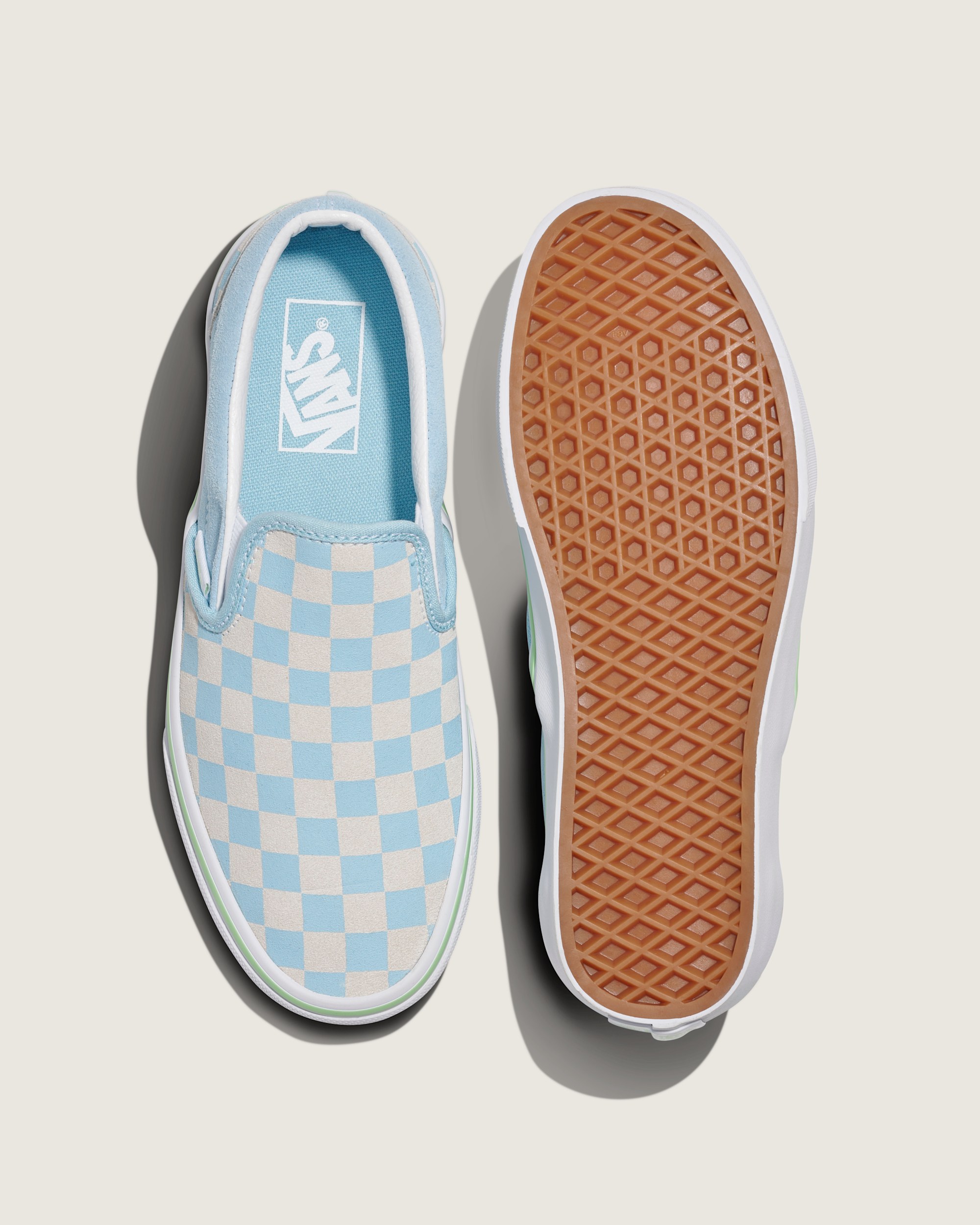 Classic SlipOn Suede Checkerboard Shoe VANS Crystal Blue  Pink ALT2