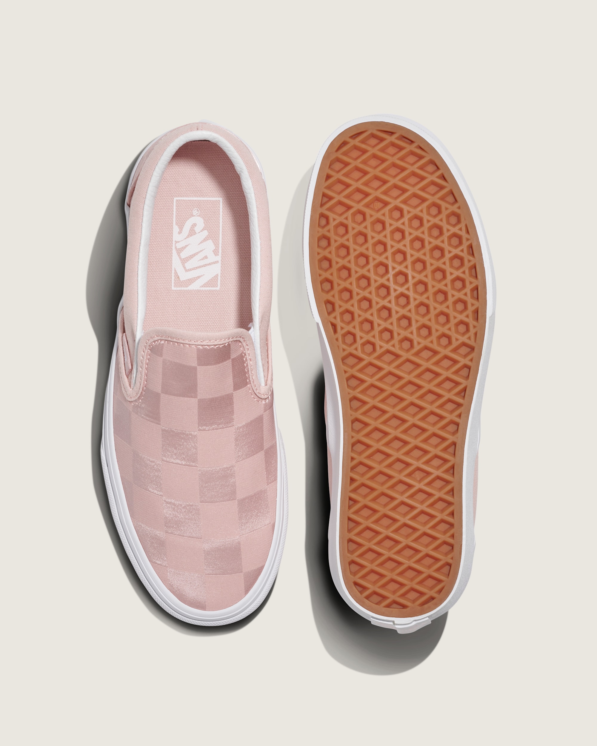 Classic SlipOn Checkerboard Satin Shoe VANS Rose Pink ALT2