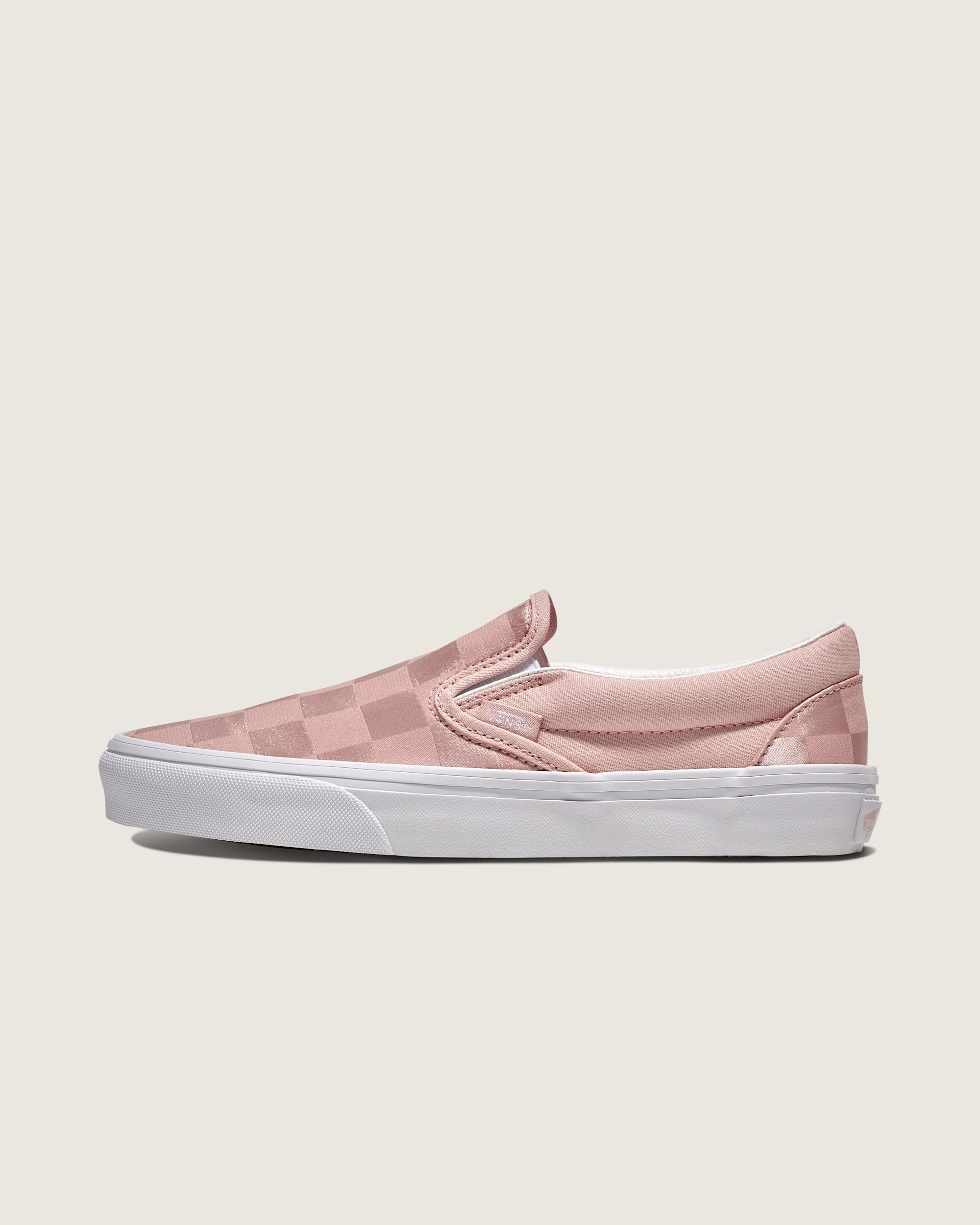 Classic SlipOn Checkerboard Satin Shoe VANS Rose Pink HERO