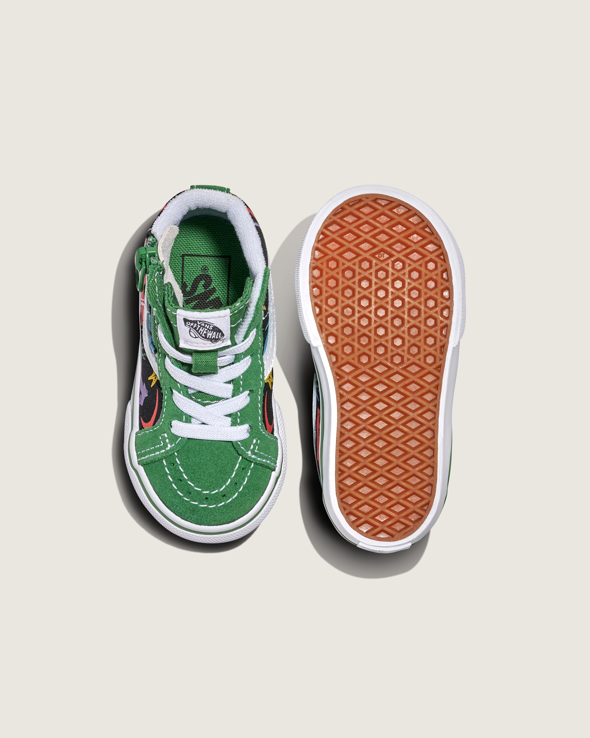 Toddler Sk8-Hi Reissue Side Zip Shark Shoe in Green / Black | Vans
