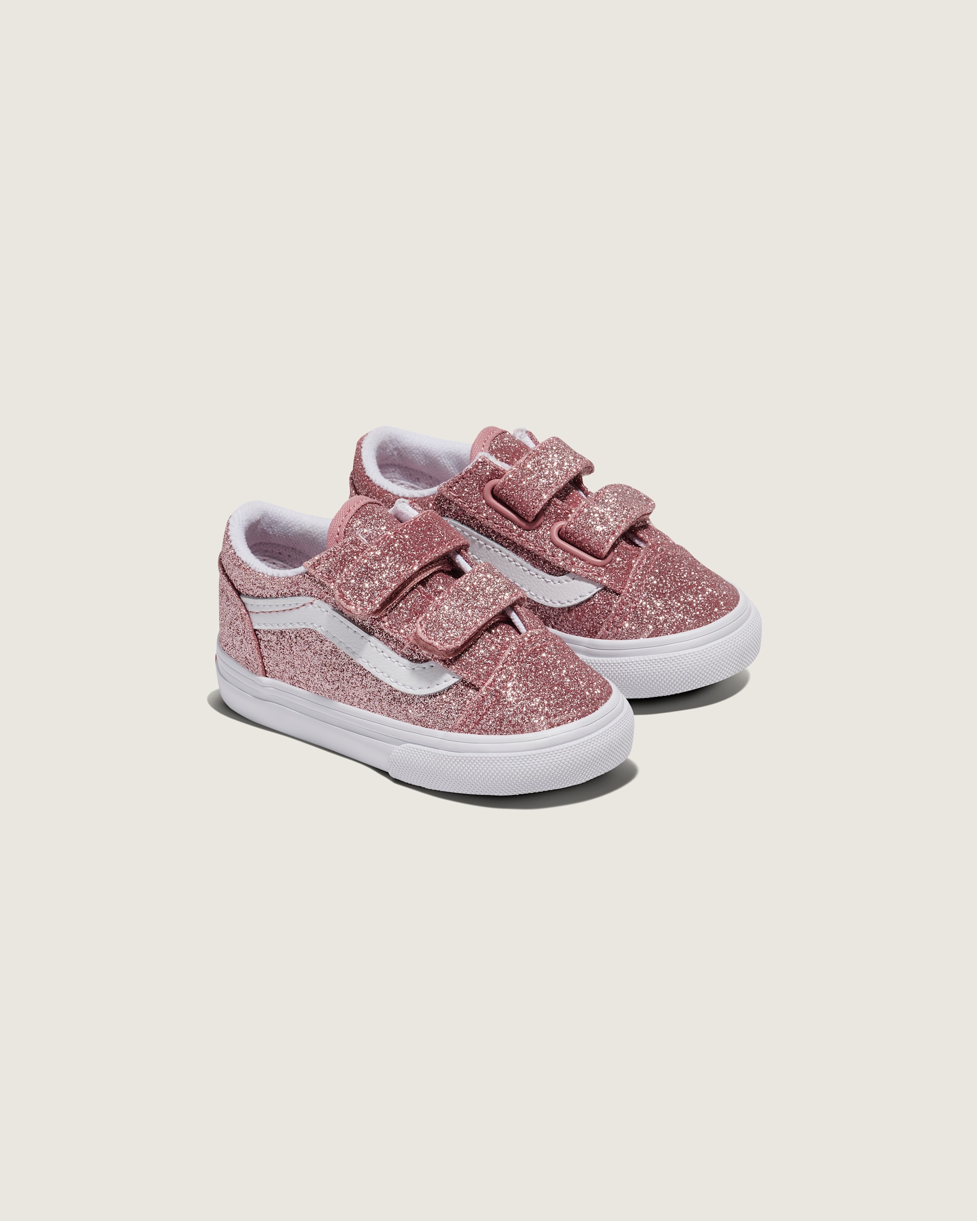 Toddler Old Skool V Shoe VANS Glitter Rose Gold Pink ALT1
