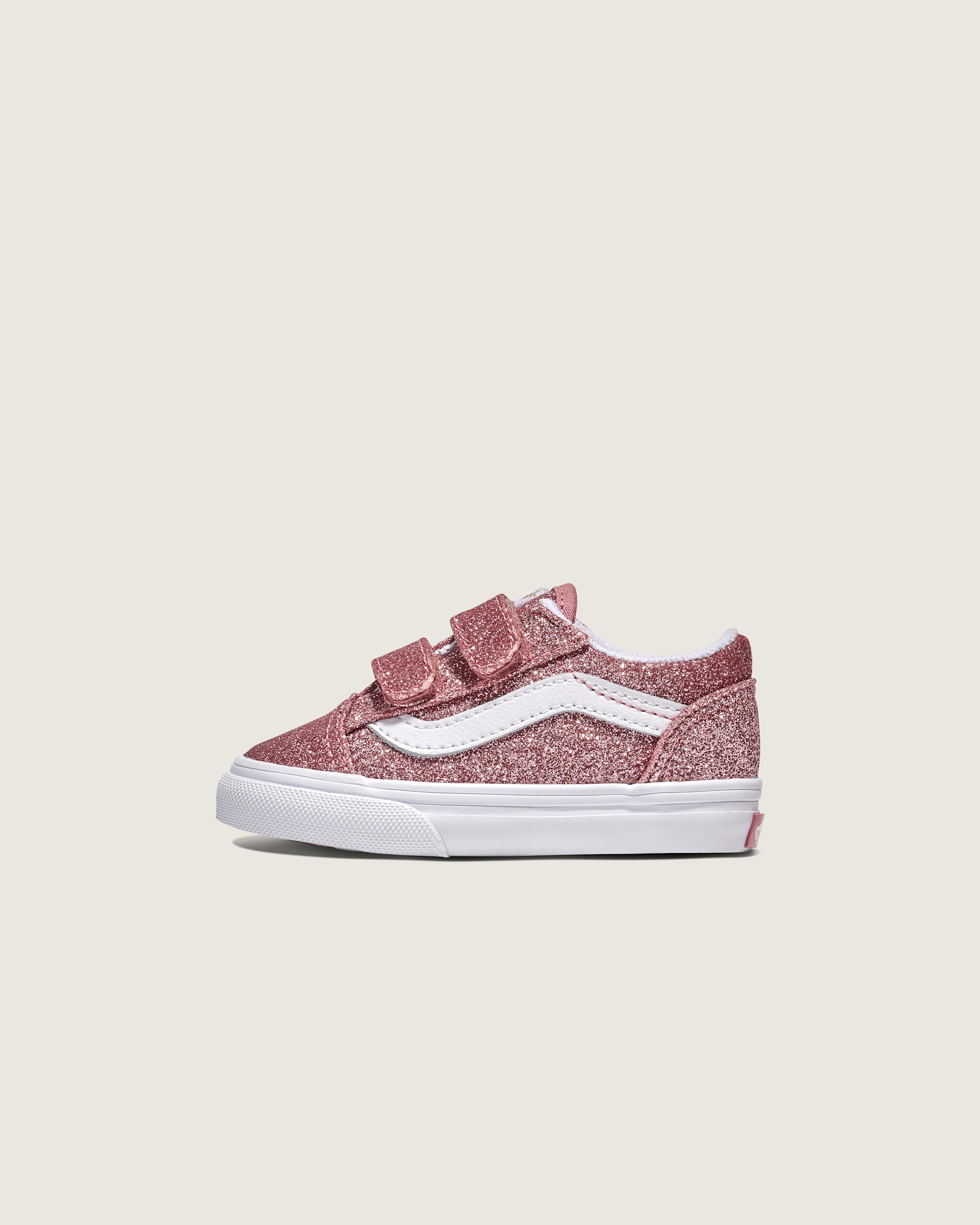 Toddler Old Skool V Shoe VANS Glitter Rose Gold Pink HERO