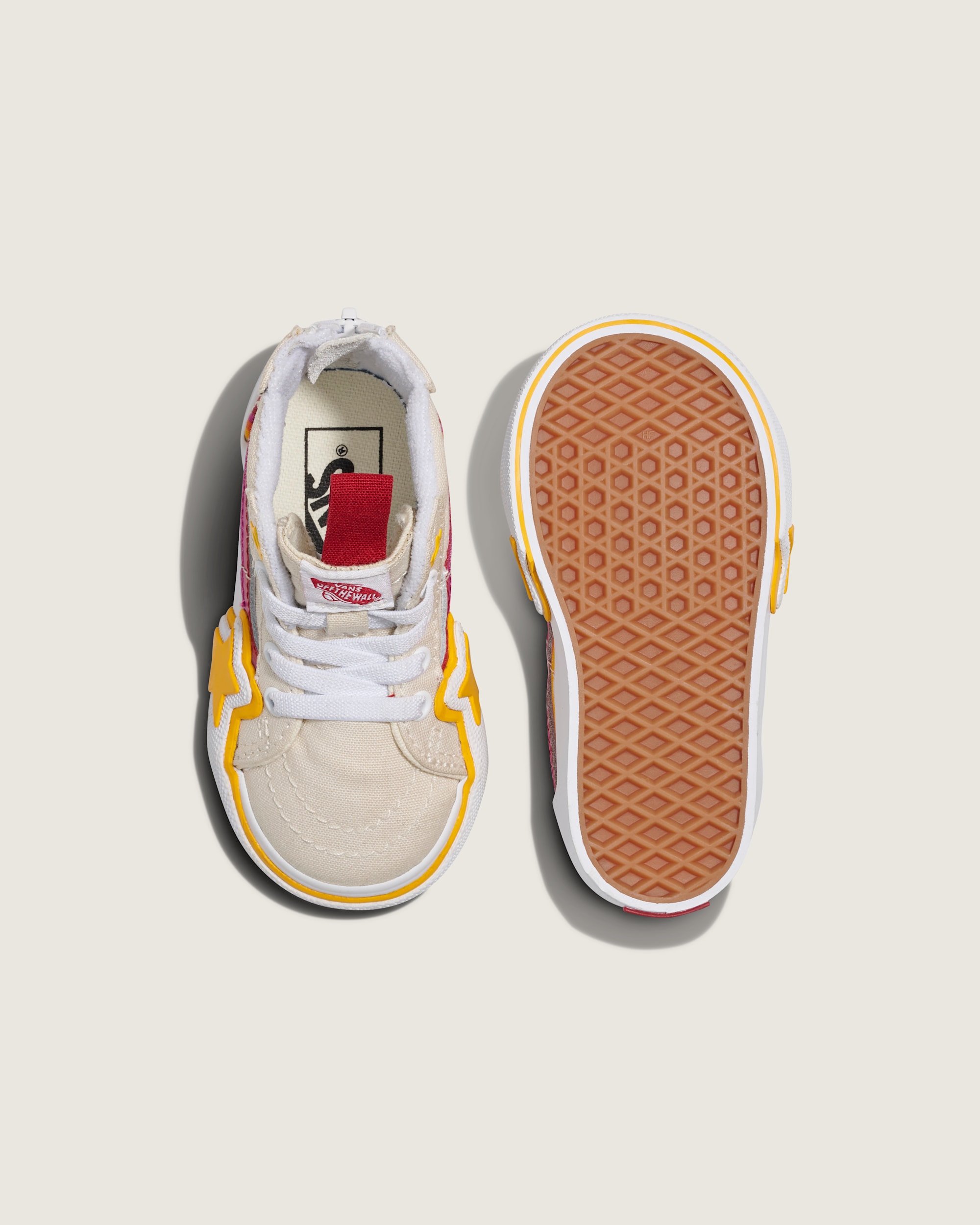 Toddler Sk8Hi Zip Shoe VANS Rainbow Red  Yellow  Beige ALT2