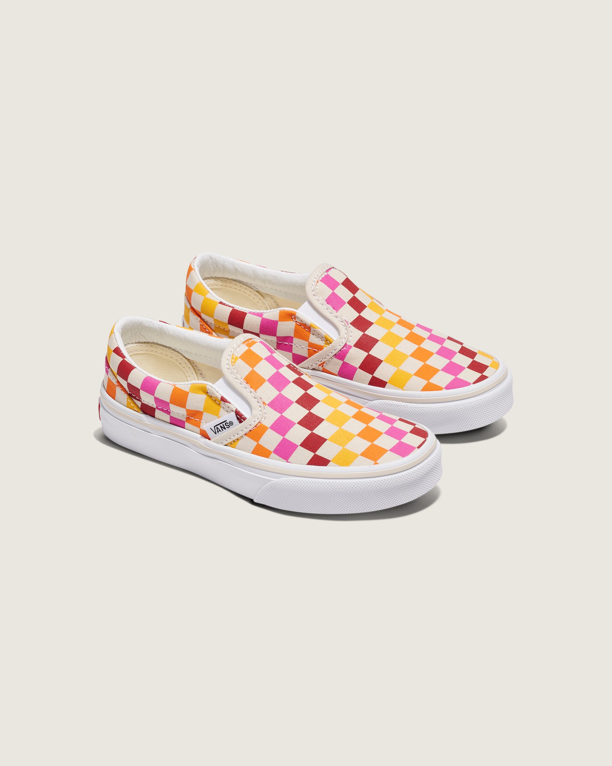 Little Kids Classic SlipOn Checkerboard Shoe VANS Rainbow  Beige ALT1