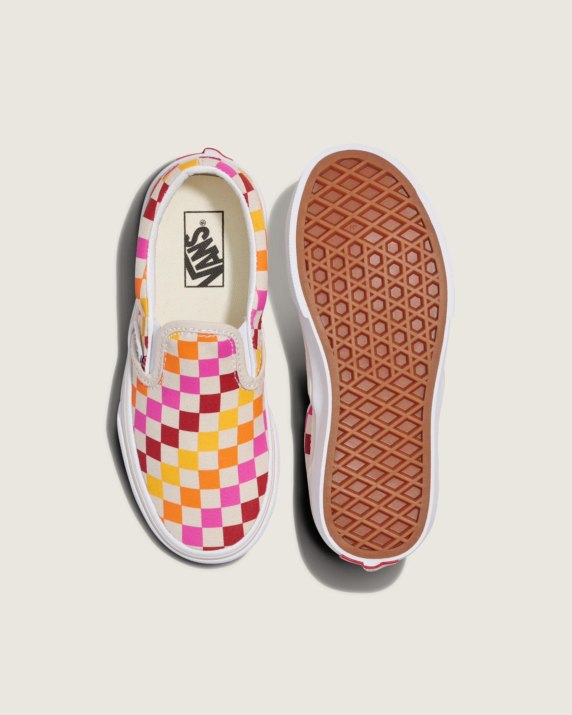 Little Kids Classic SlipOn Checkerboard Shoe VANS Rainbow  Beige ALT2