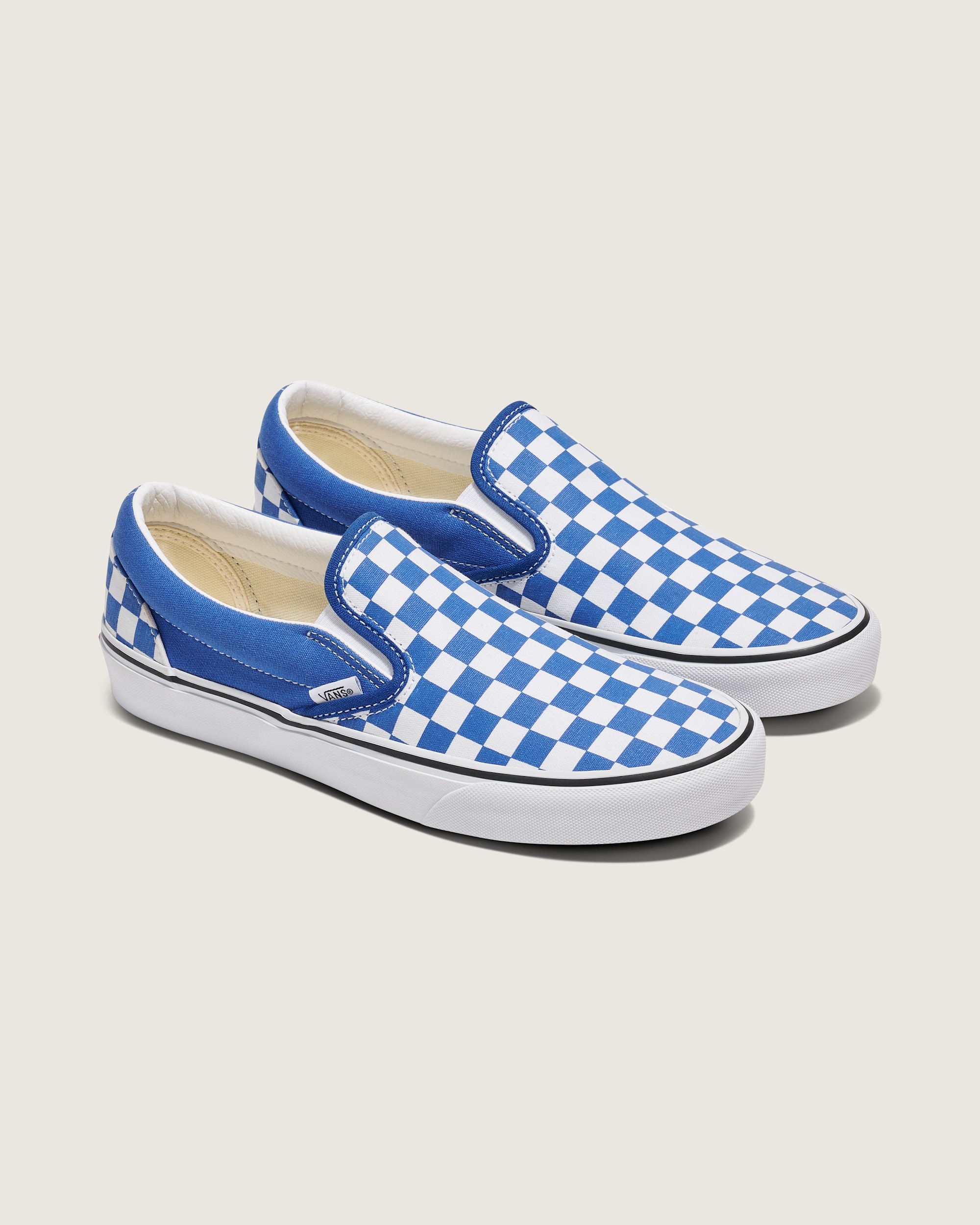 Classic SlipOn Checkerboard Shoe VANS Checkerboard Blue  White ALT1