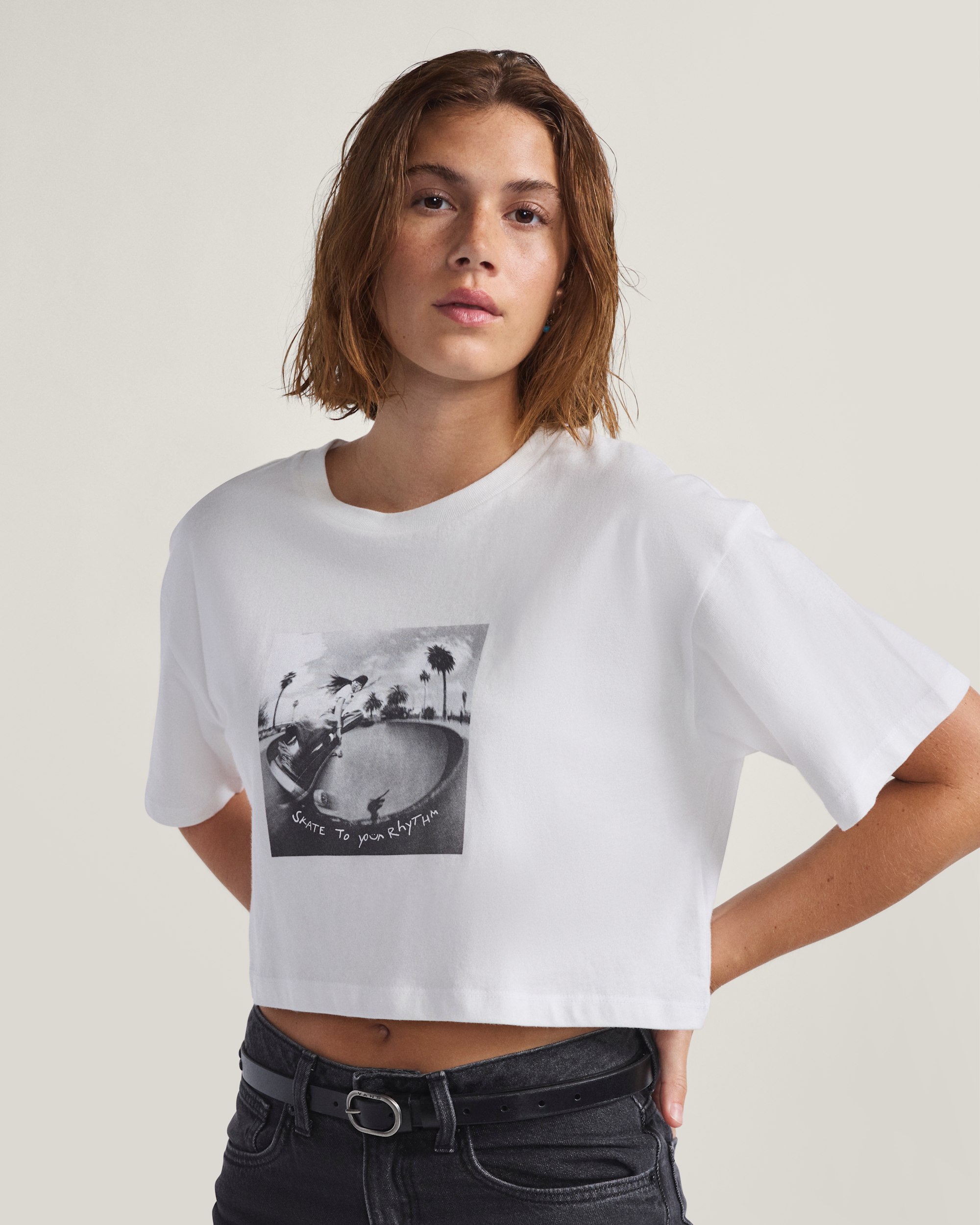 Rhythm Relaxed Crop TShirt VANS White ALT1